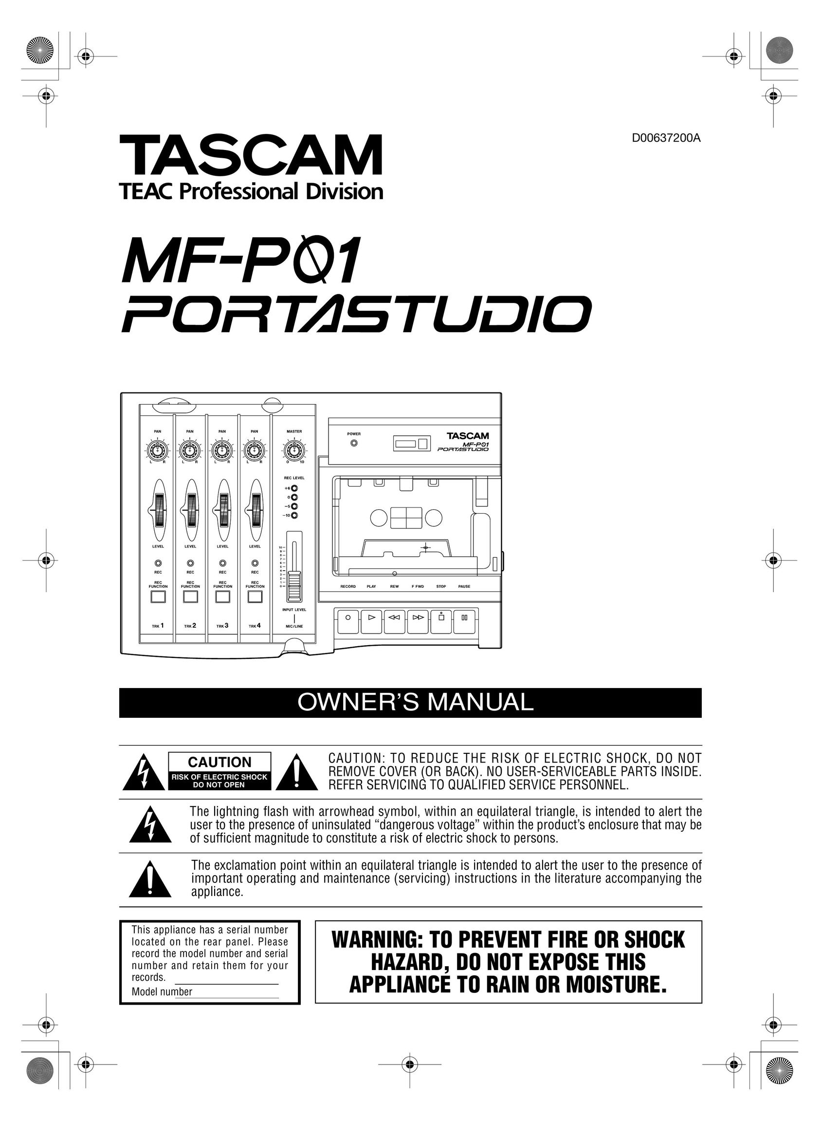 Tascam MF-P01 Cassette Player User Manual