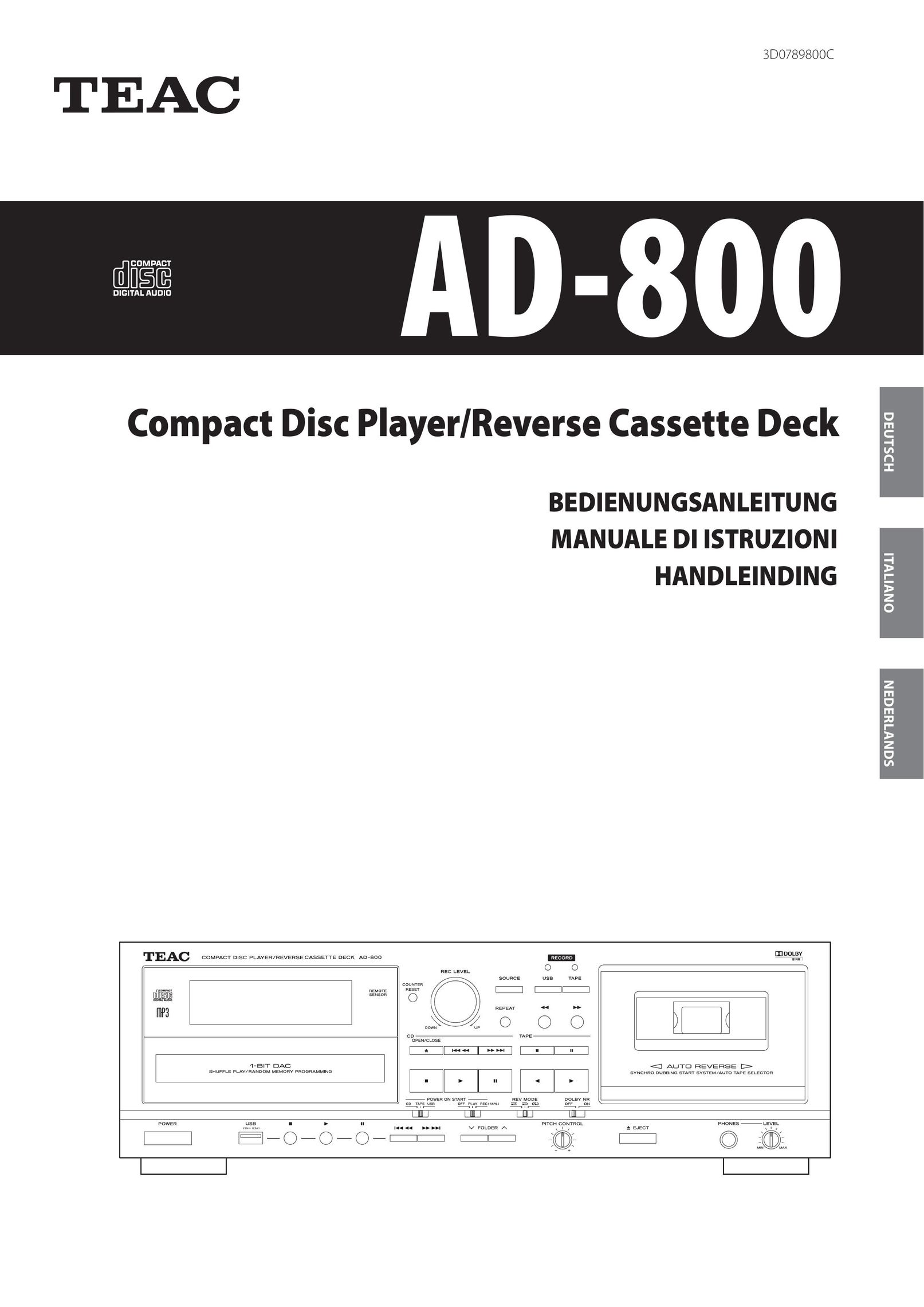 Teac AD-800 Cassette Player User Manual