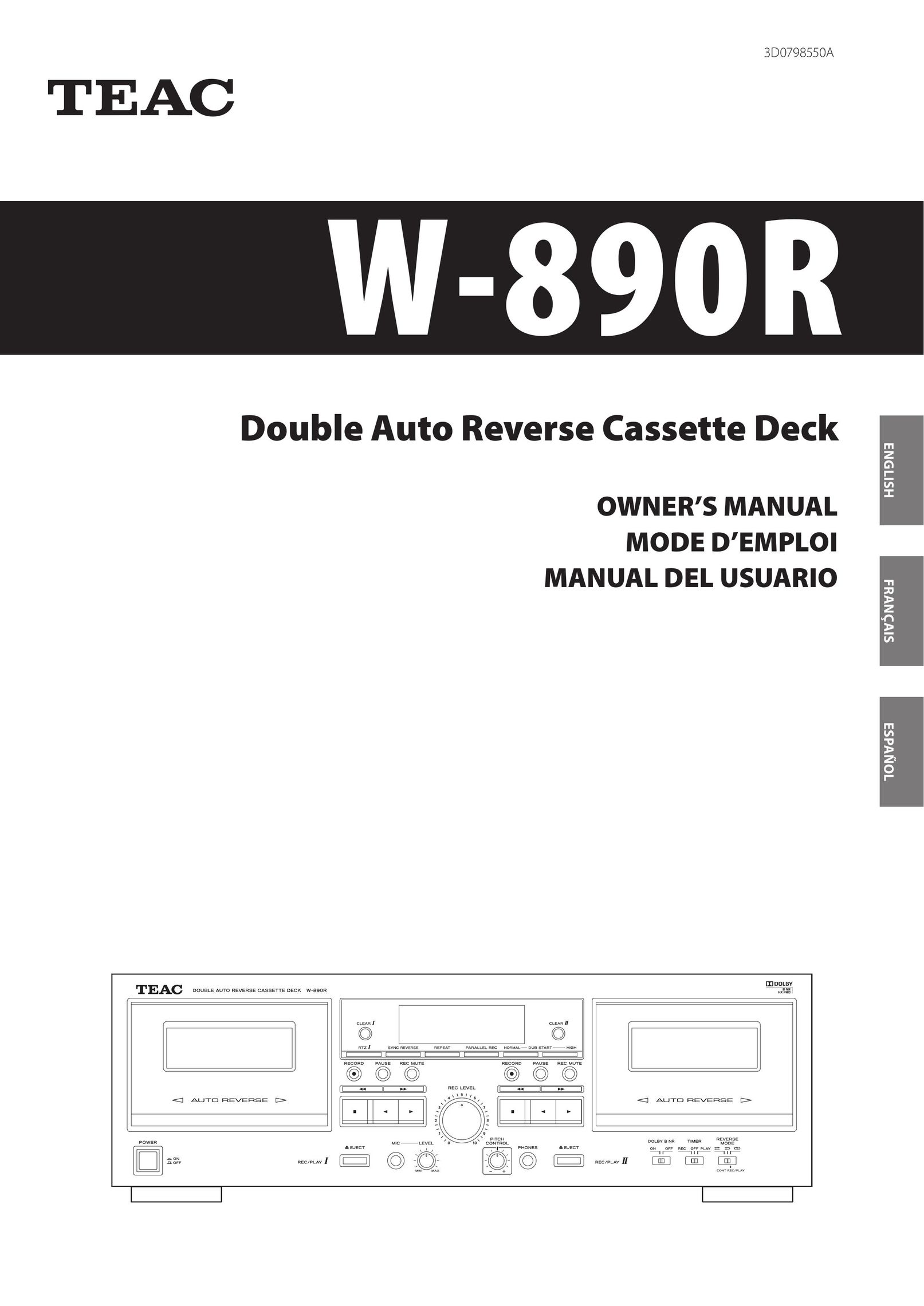 Teac W-890R Cassette Player User Manual