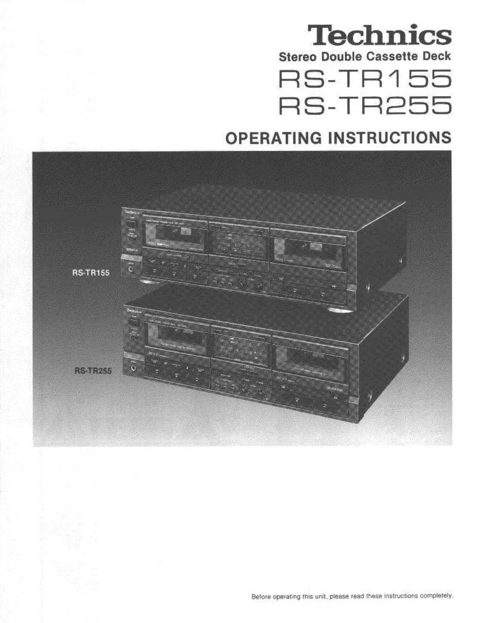 Technics RS-TR155 RS-TR255 Cassette Player User Manual