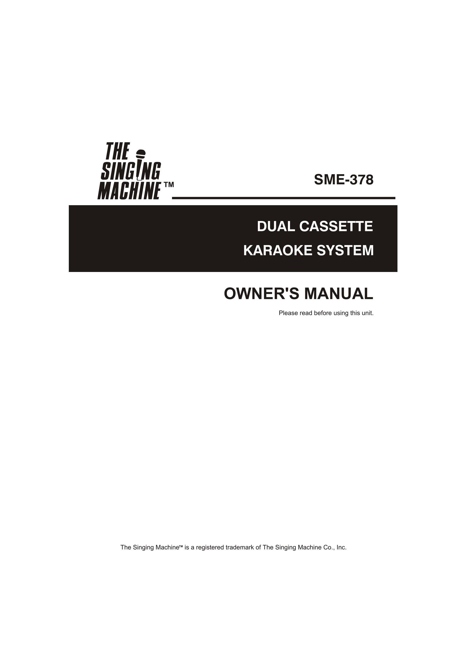 The Singing Machine SME-378 Cassette Player User Manual