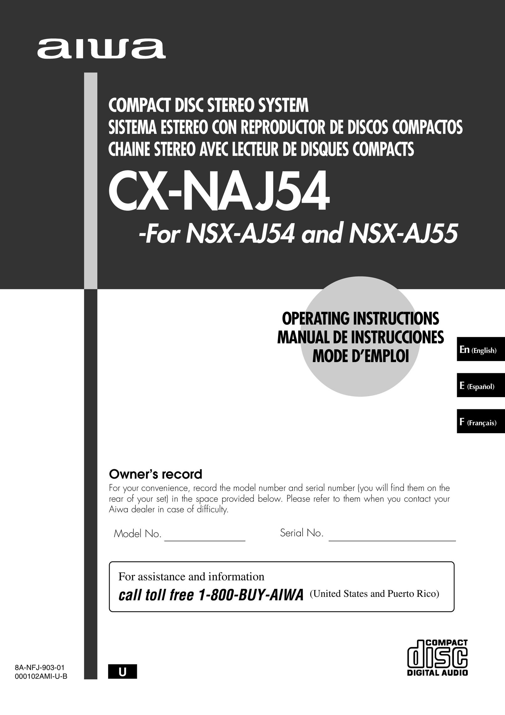Aiwa CX-NAJ54 CD Player User Manual