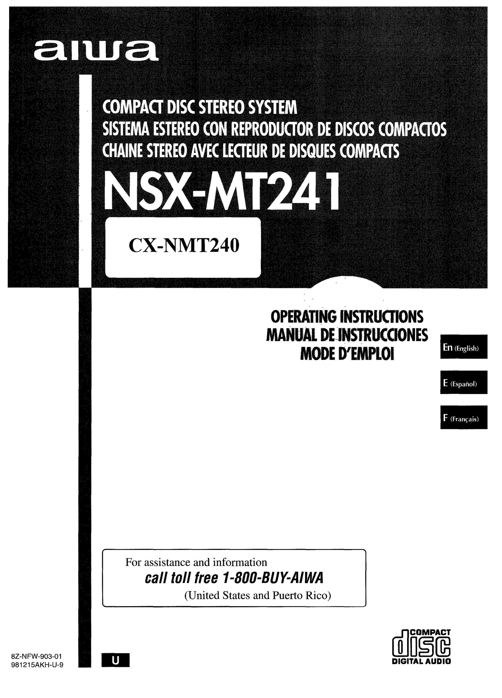 Aiwa CX-NMT240 CD Player User Manual
