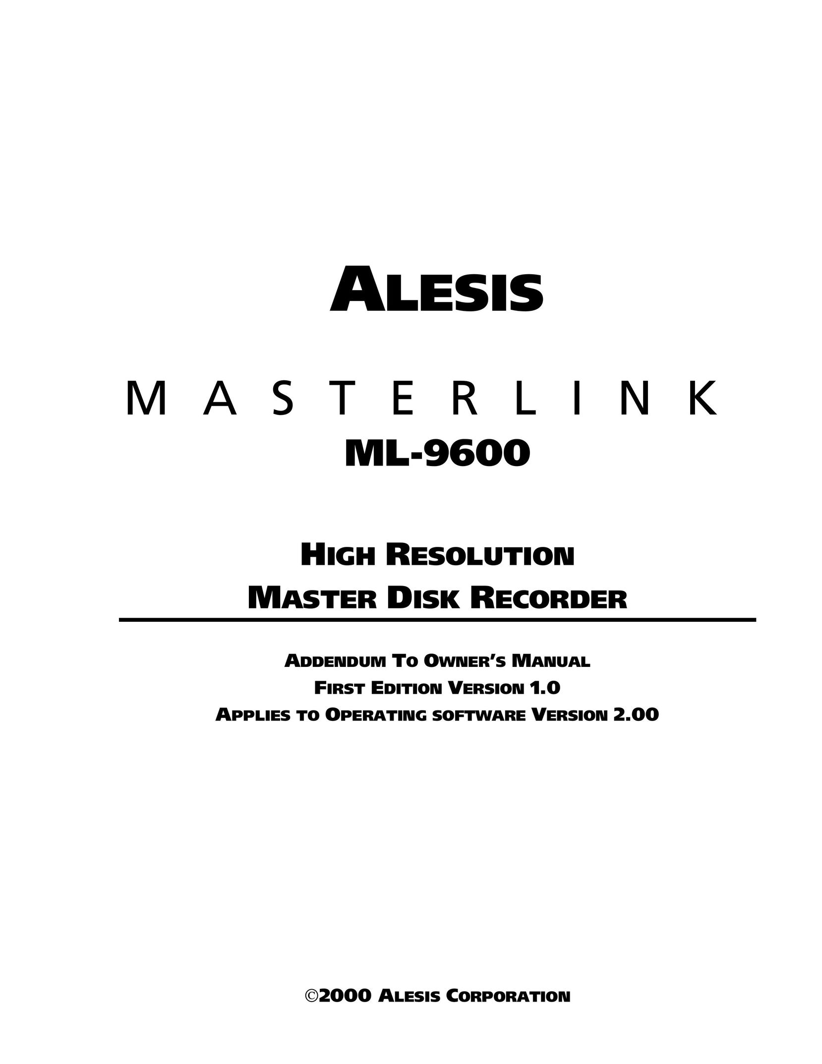 Alesis ML-9600 CD Player User Manual