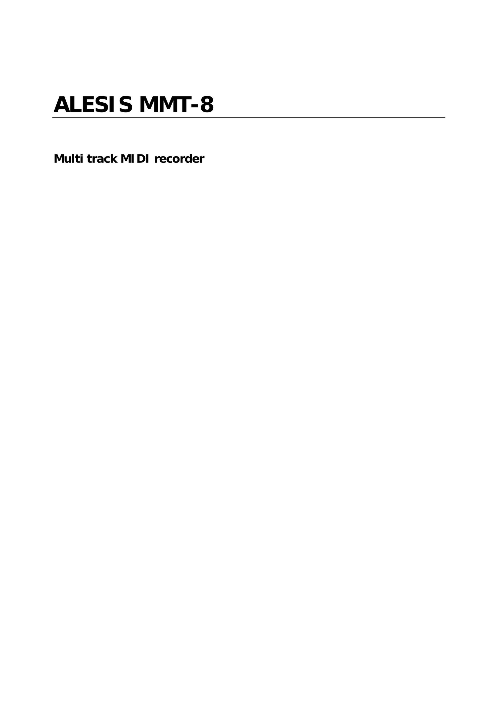 Alesis MMT-8 CD Player User Manual