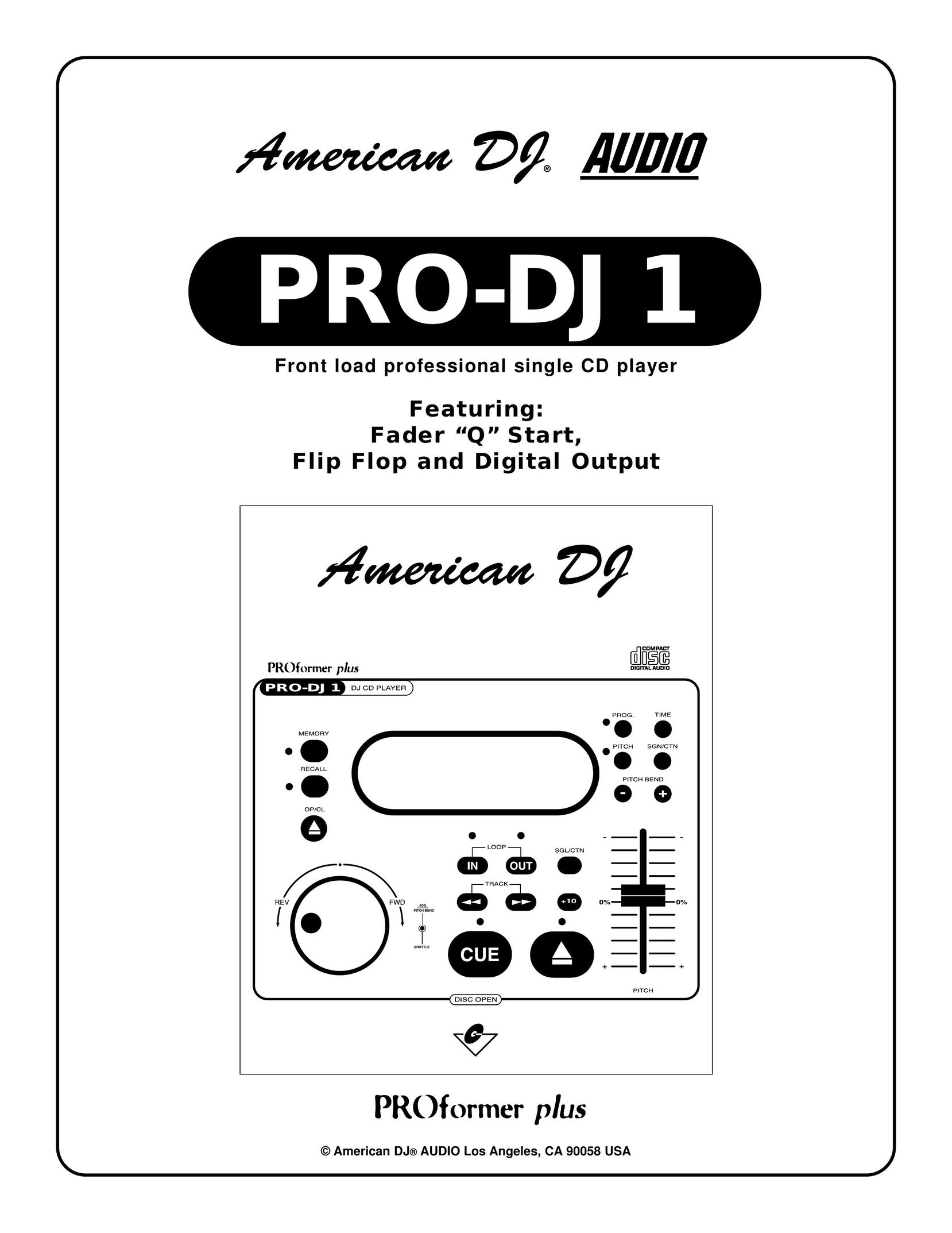American DJ PRO-DJ1 CD Player User Manual