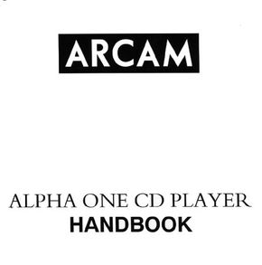 Arcam ALPHA ONE CD Player User Manual