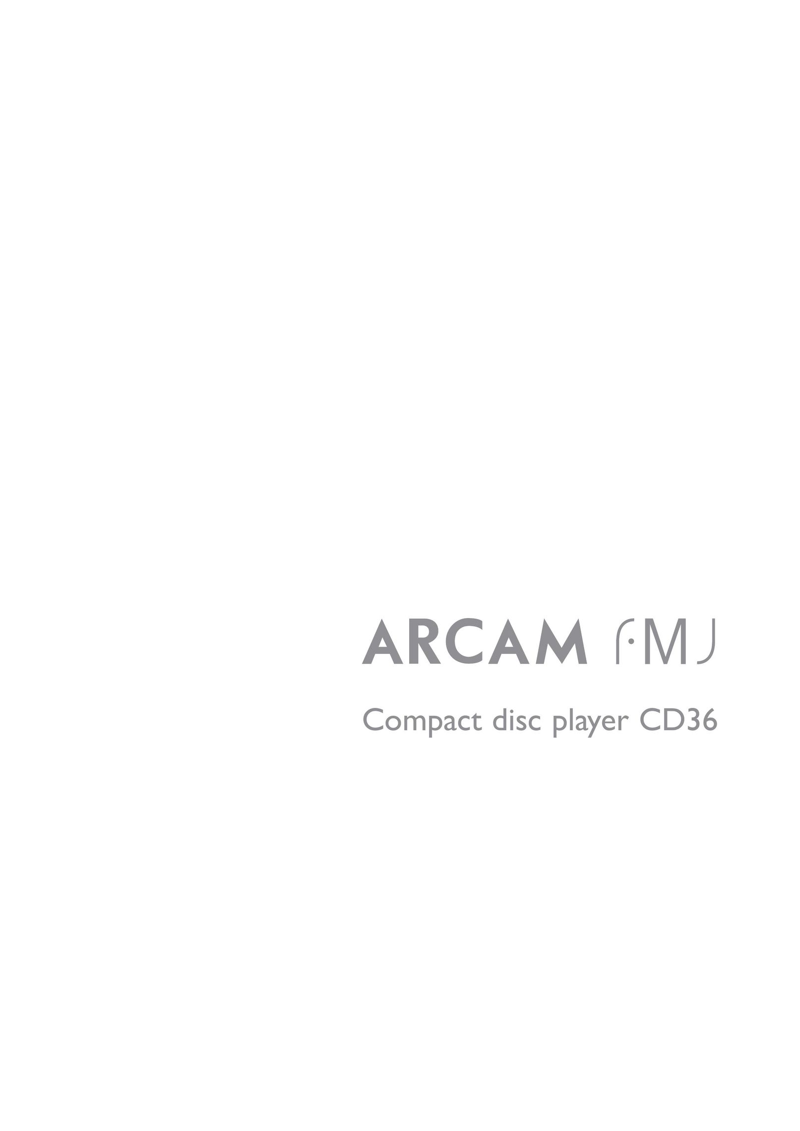 Arcam CD36 CD Player User Manual