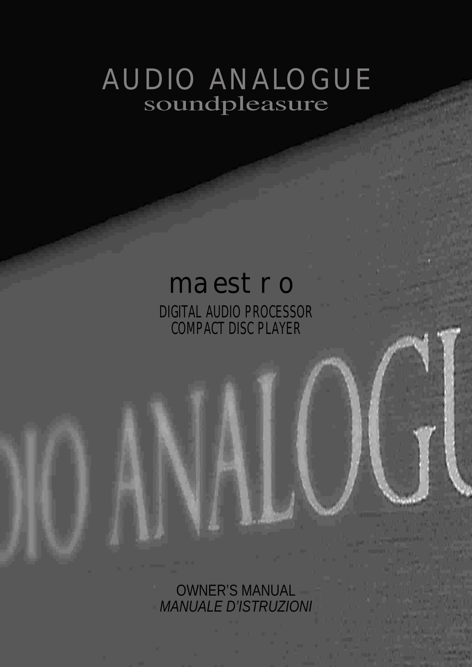 Audio Analogue SRL maestro CD Player User Manual