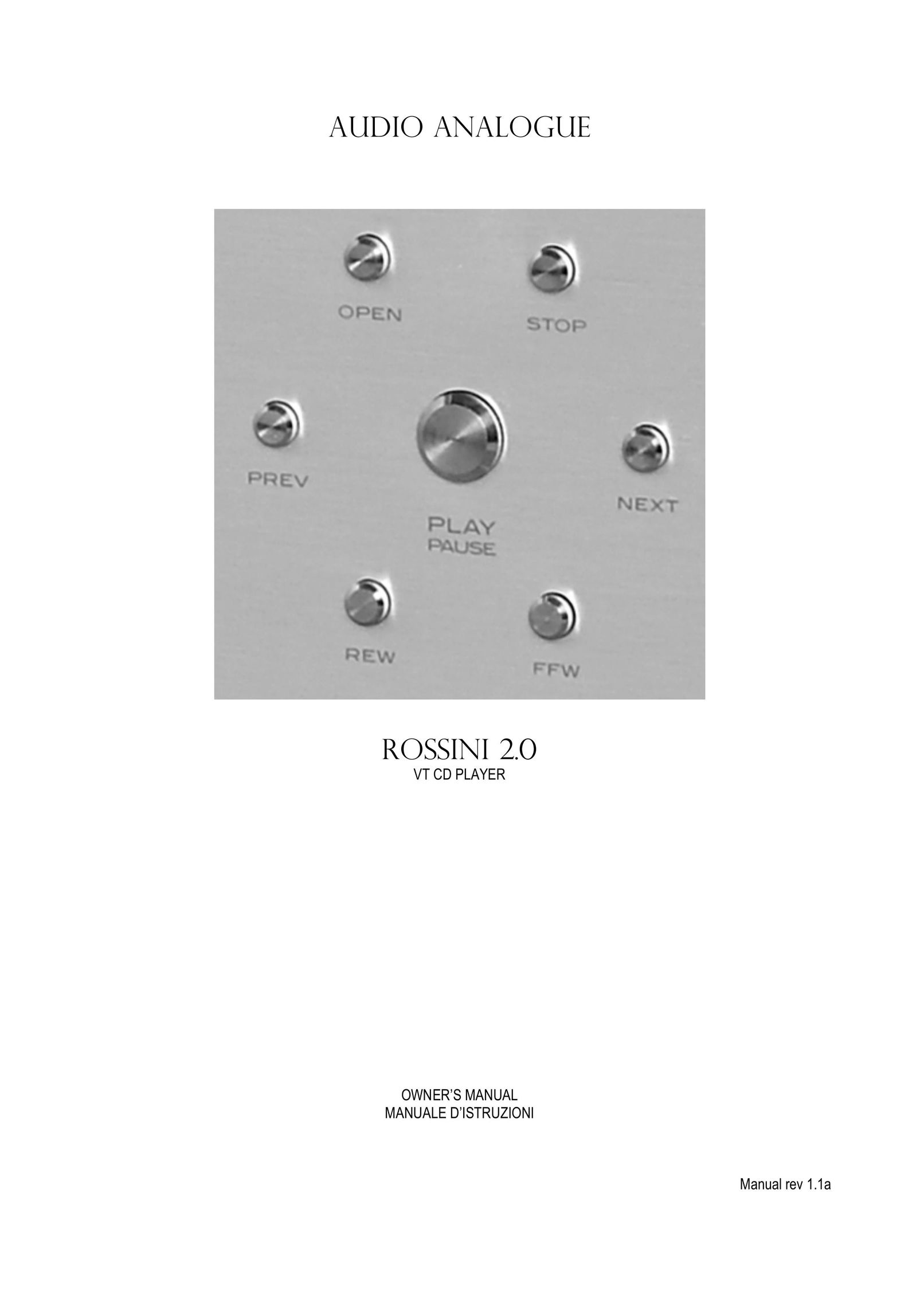 Audio Analogue SRL Rossini 2.0 CD Player User Manual