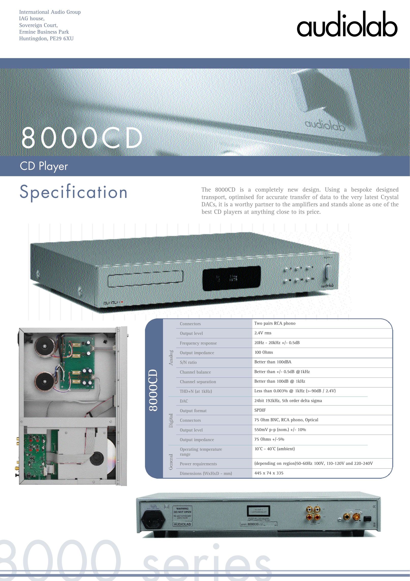 Audiolab 8000CD CD Player User Manual