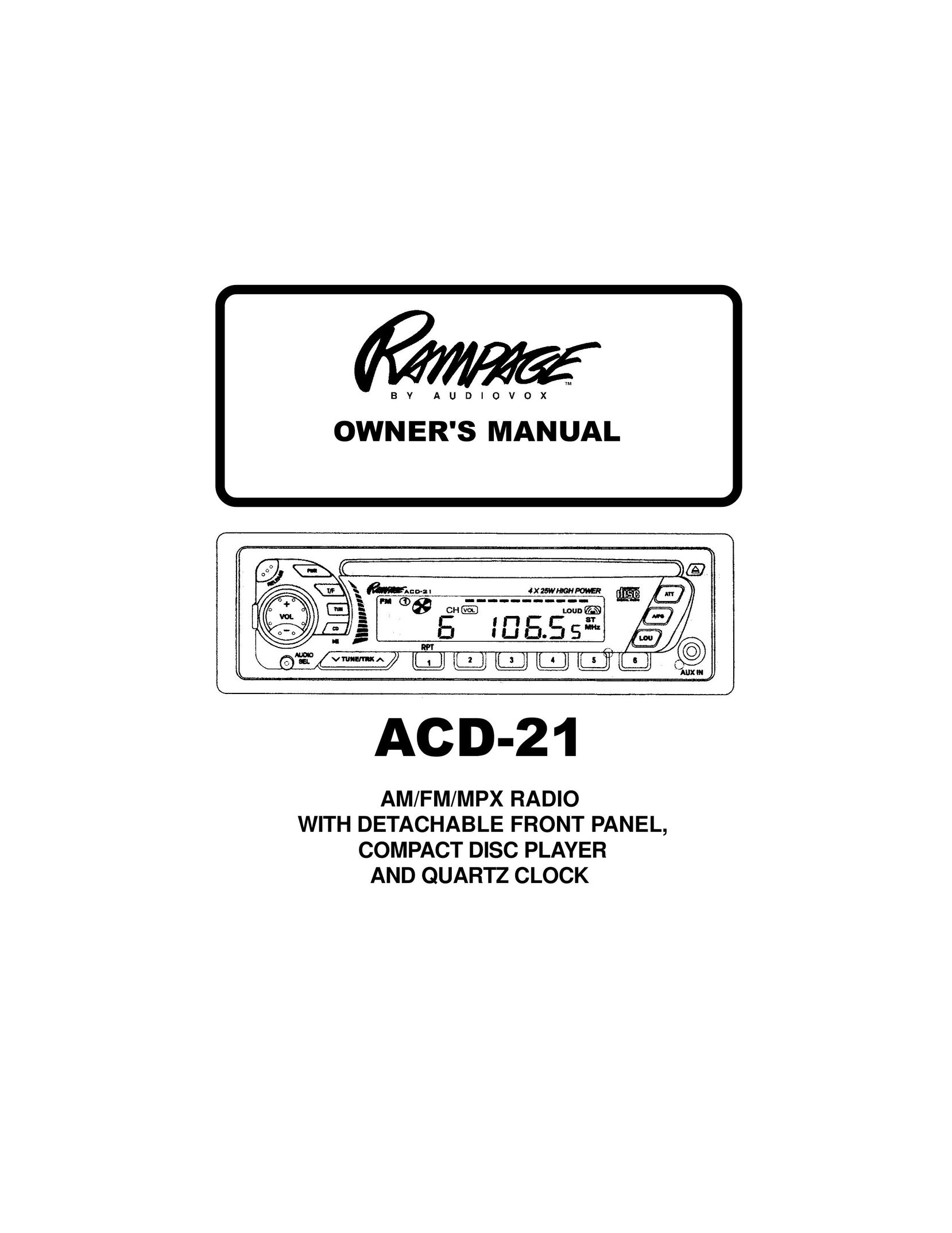 Audiovox ACD-21 CD Player User Manual