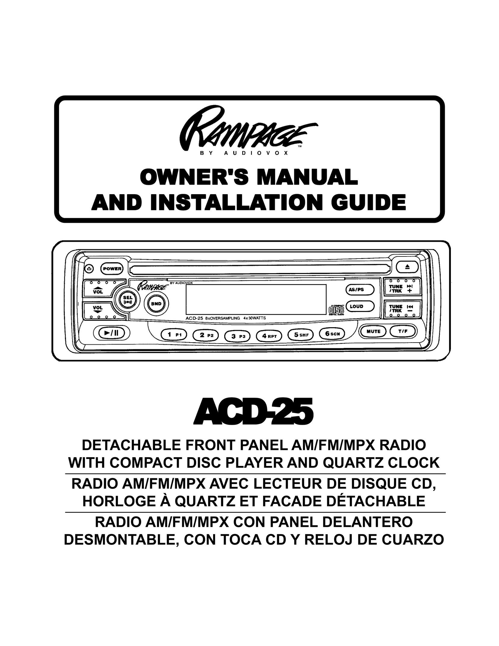 Audiovox ACD-25 CD Player User Manual