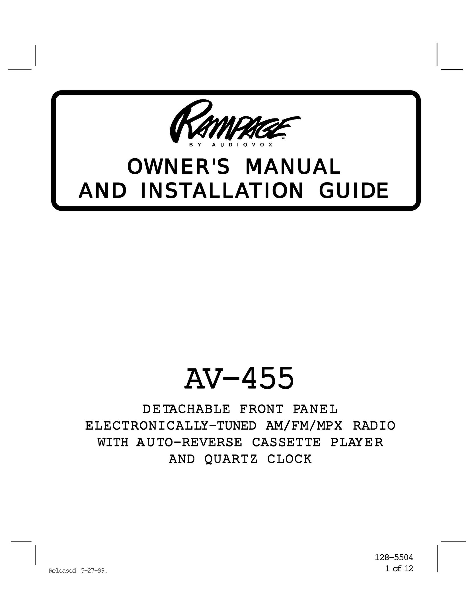 Audiovox AV-455 CD Player User Manual