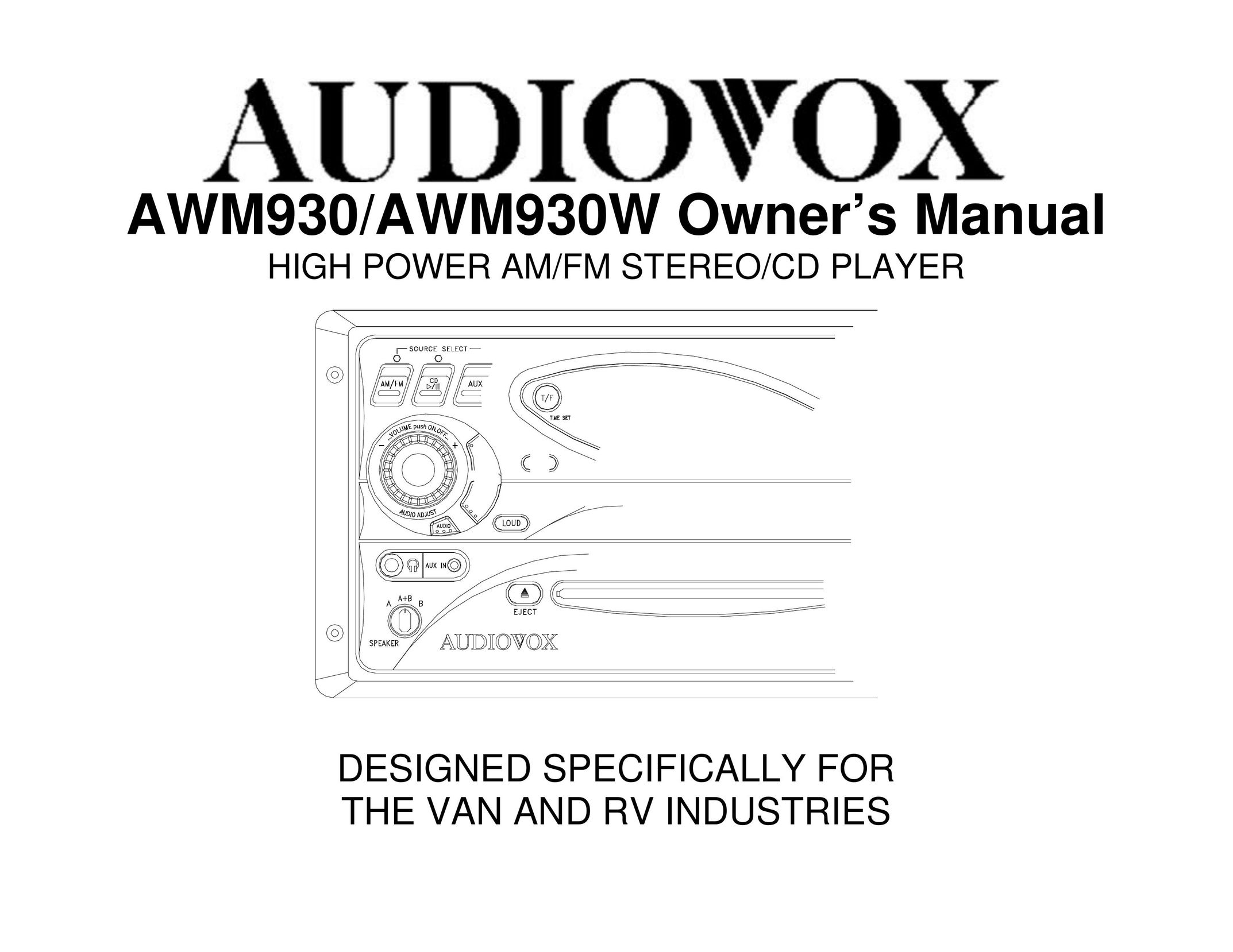 Audiovox AWM930 CD Player User Manual