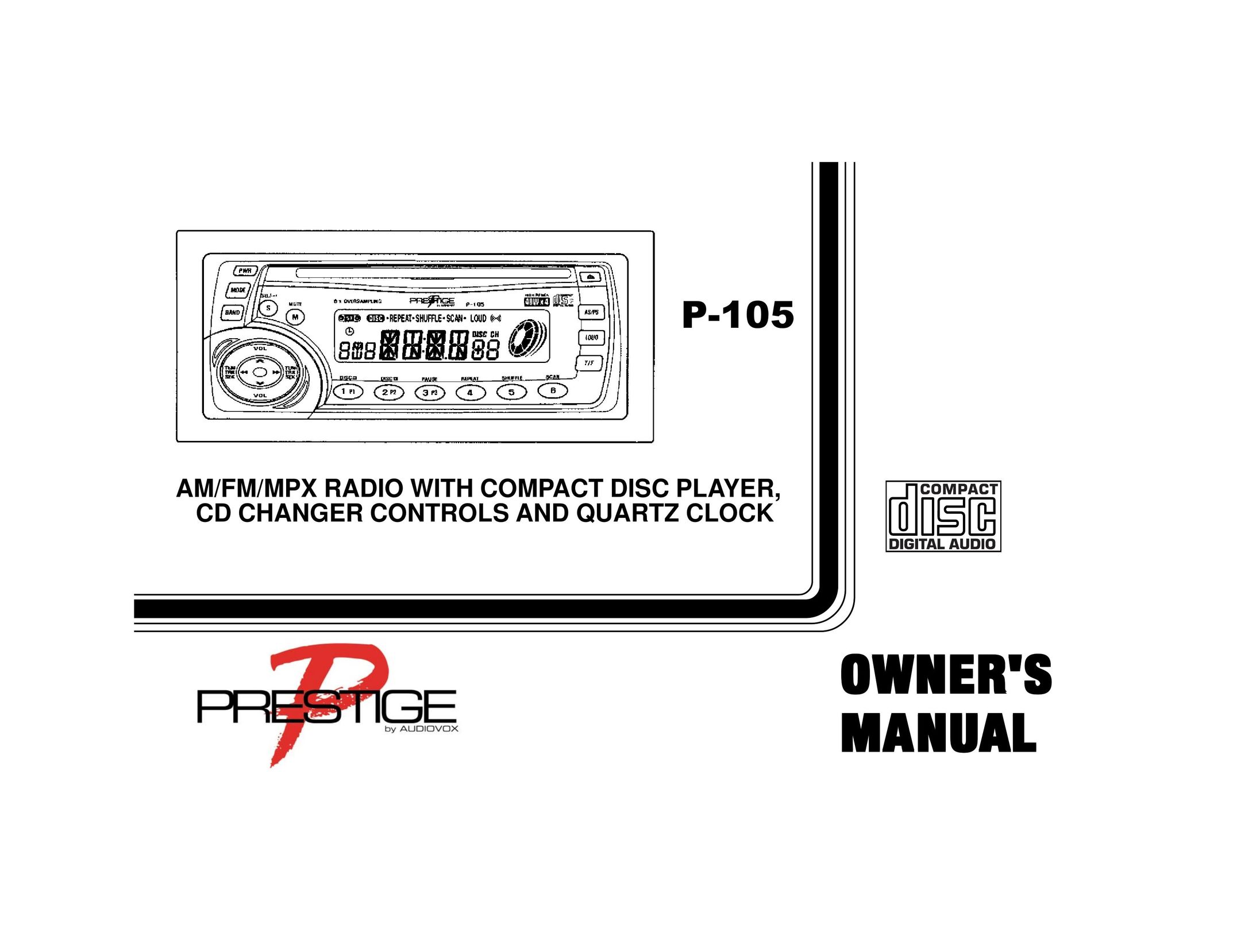 Audiovox CE105 CD Player User Manual