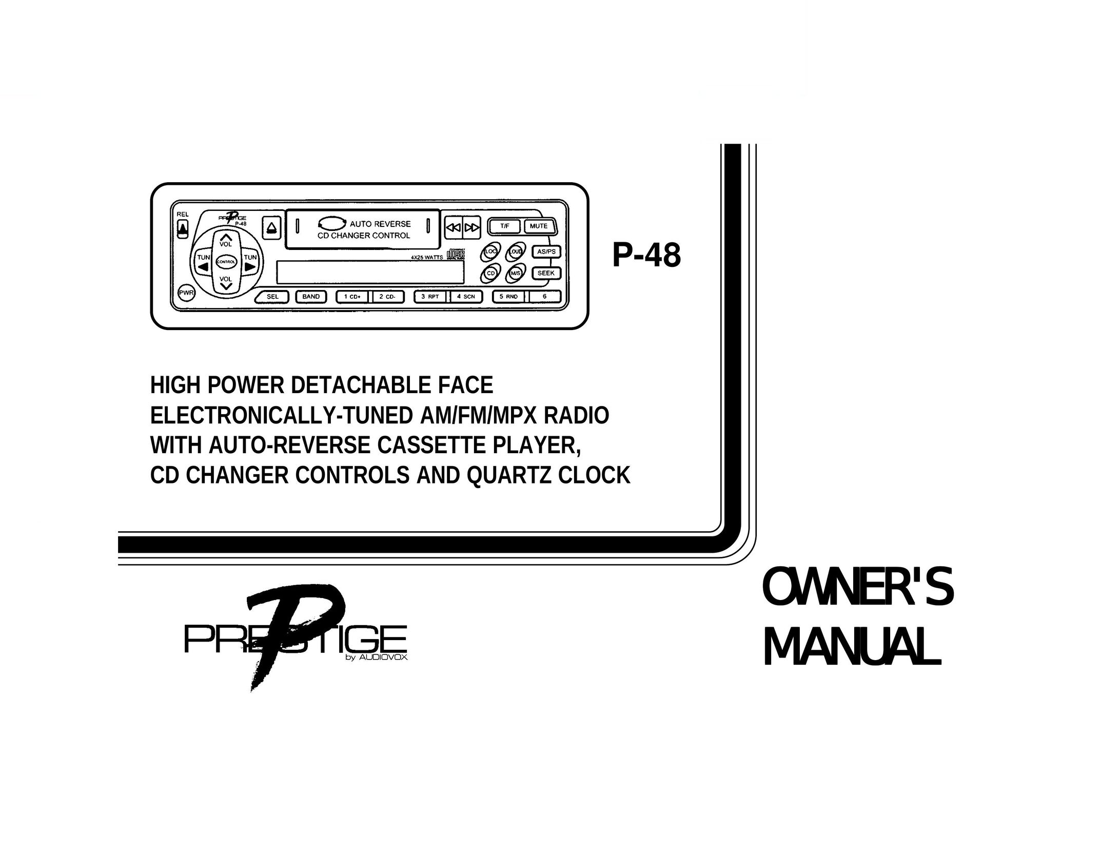 Audiovox P-48 CD Player User Manual