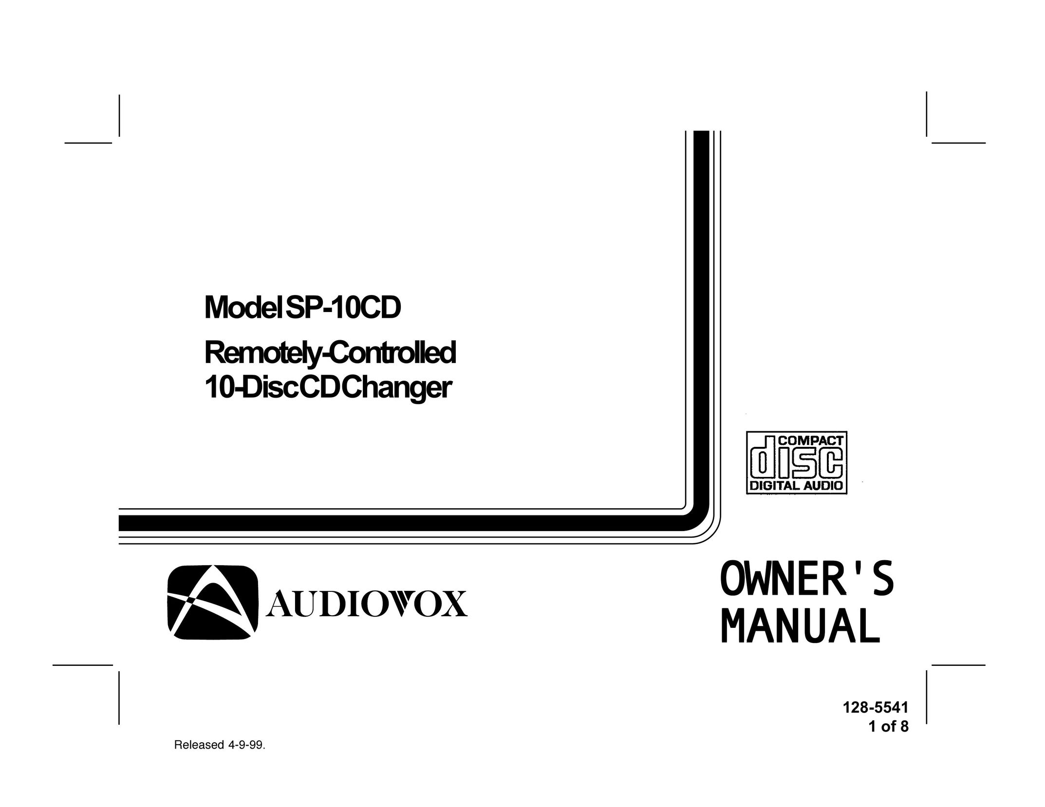 Audiovox SP-10CD CD Player User Manual