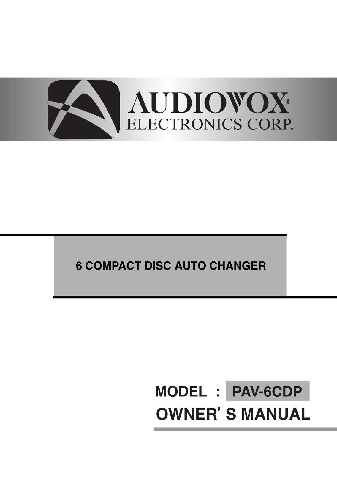 Audiovox SP6CDP CD Player User Manual