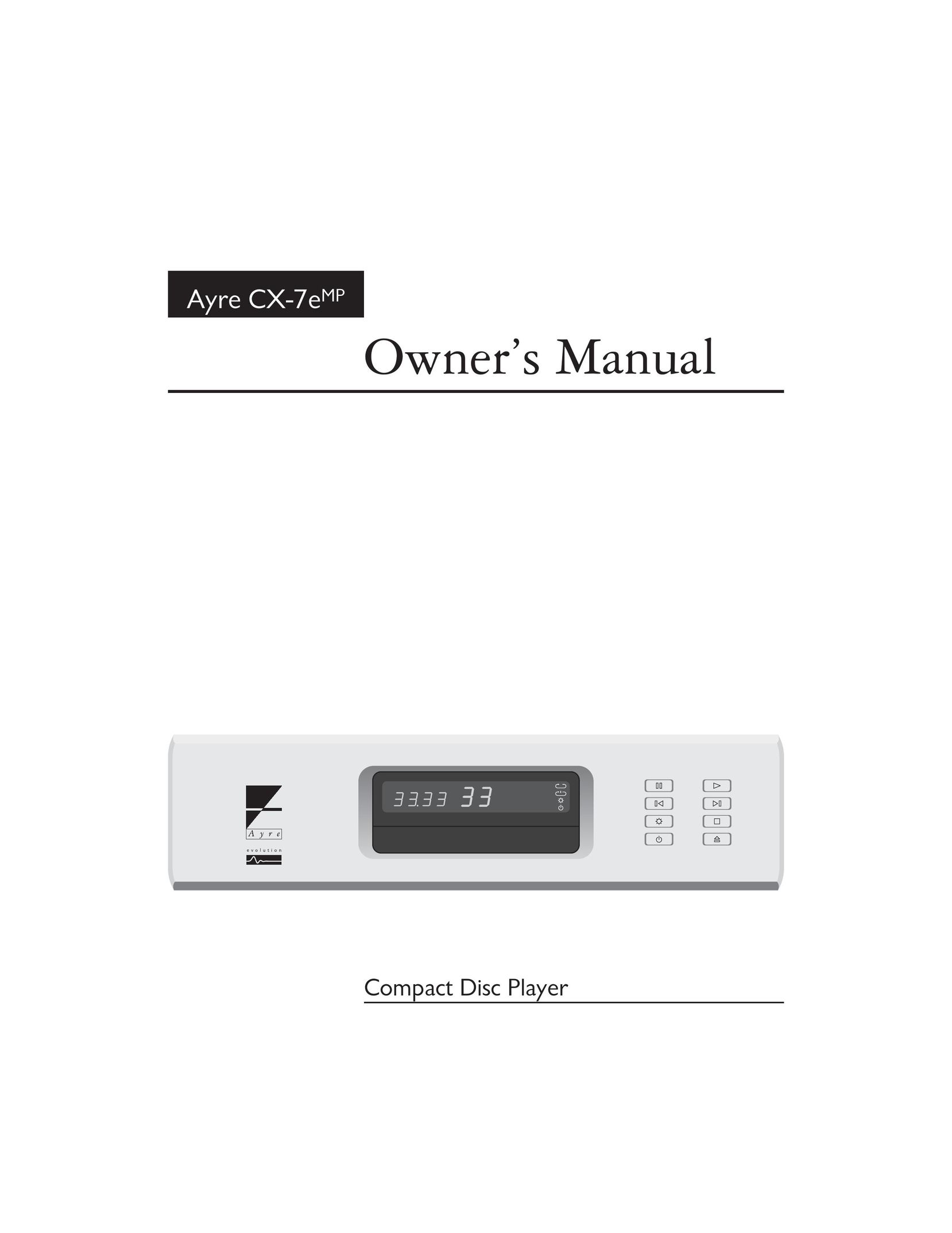 Ayre Acoustics CX-7EMP CD Player User Manual