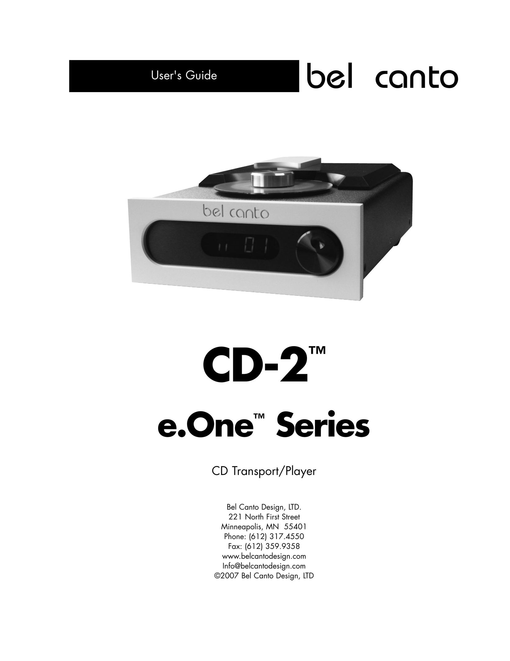 Bel Canto Design CD-2 CD Player User Manual