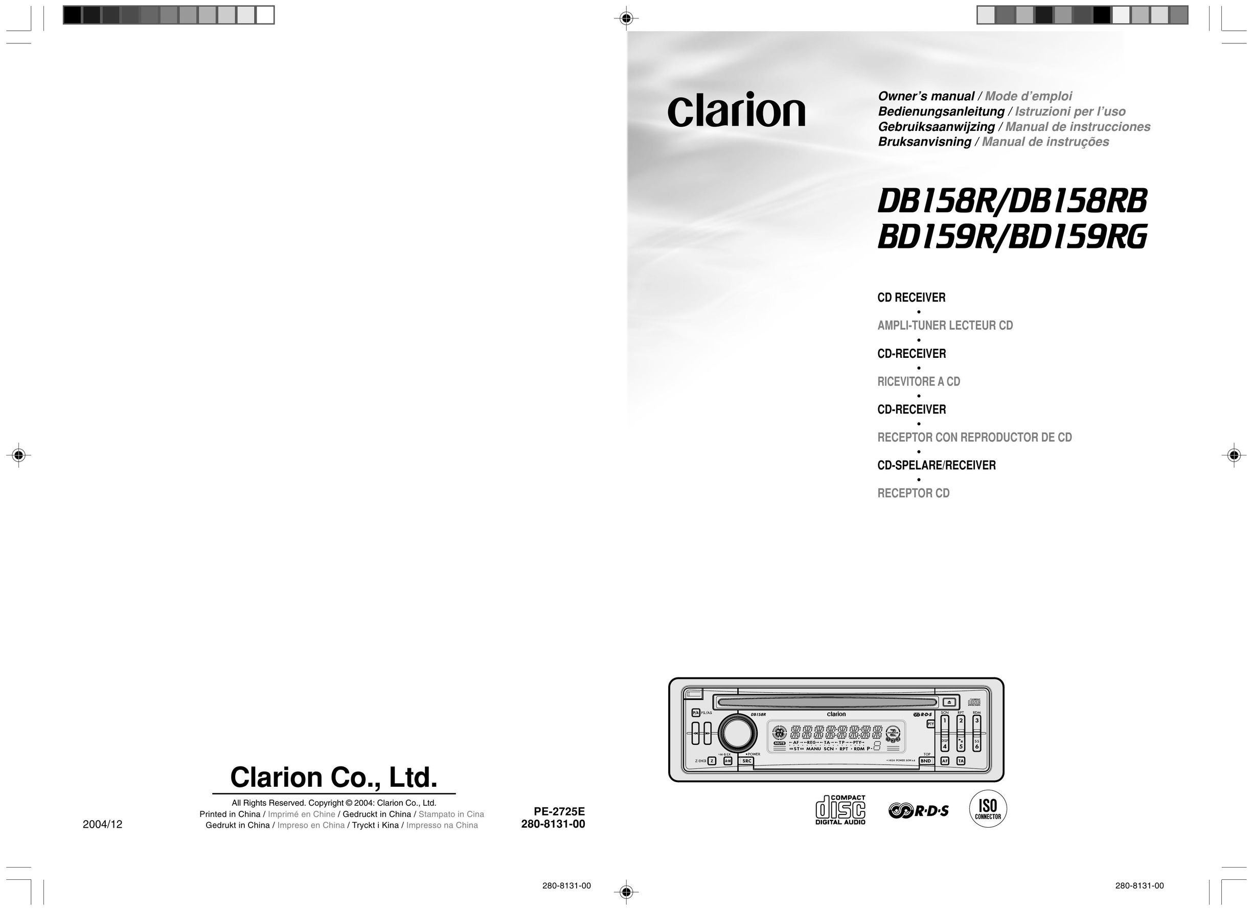 Clarion BD159RG CD Player User Manual