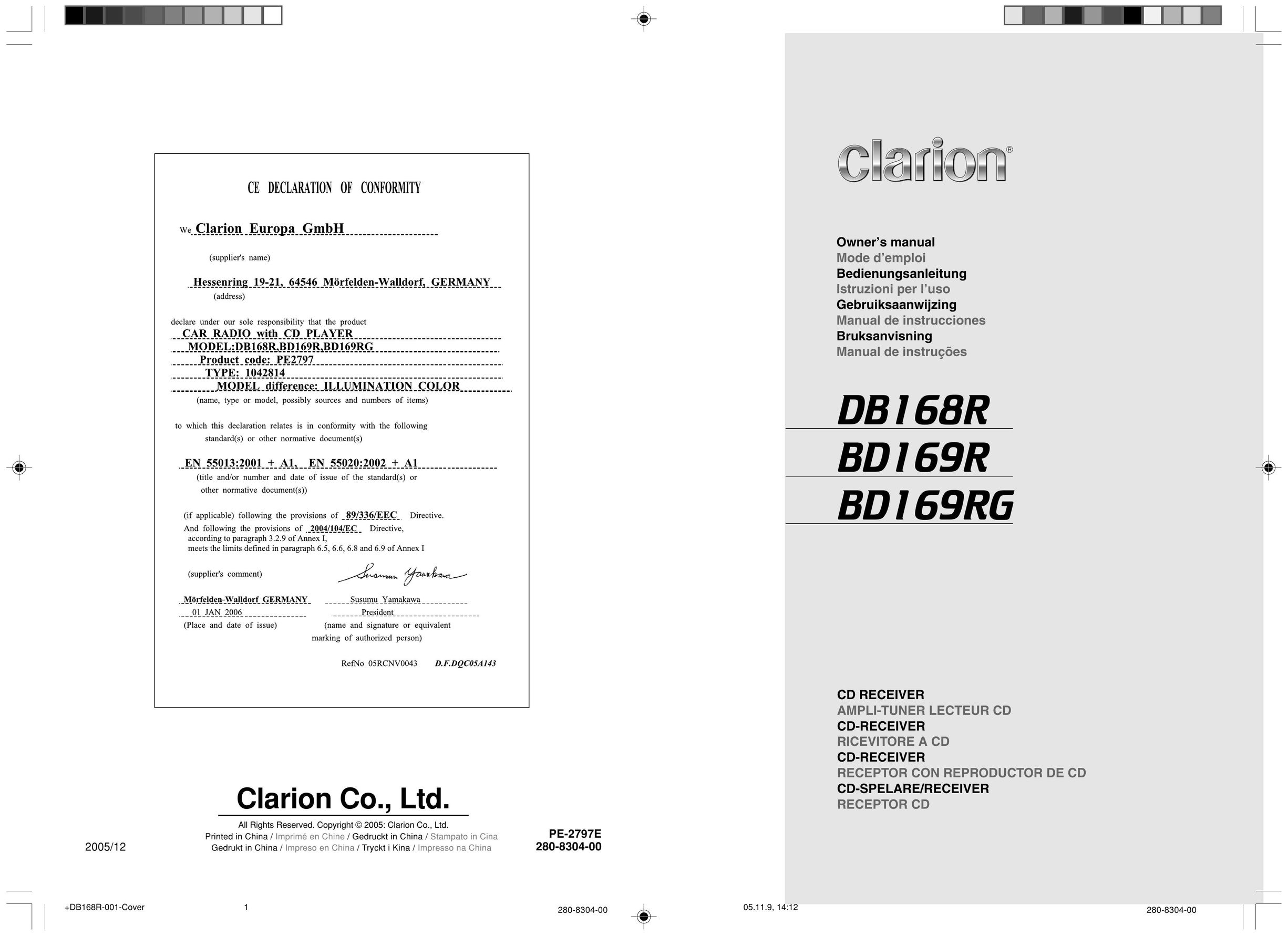 Clarion BD169R CD Player User Manual