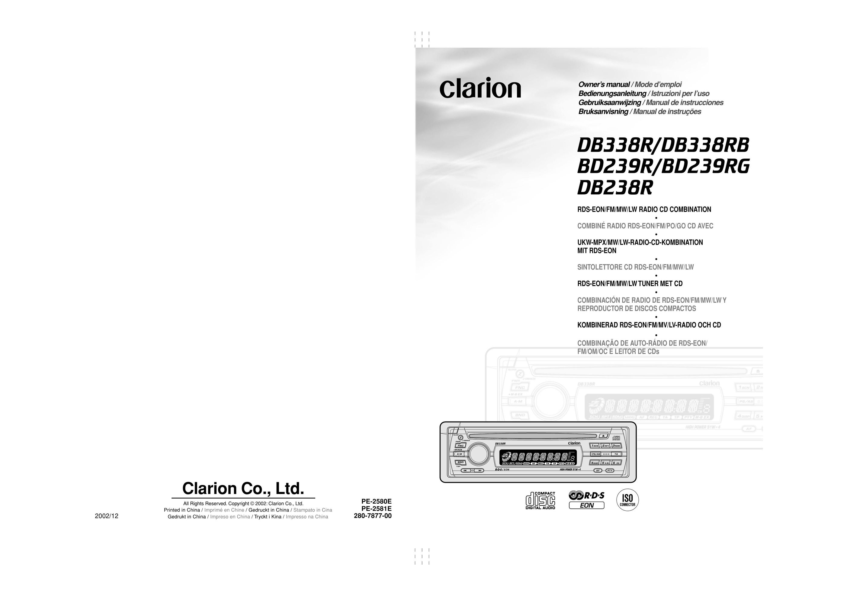 Clarion BD239R/BD239RG CD Player User Manual
