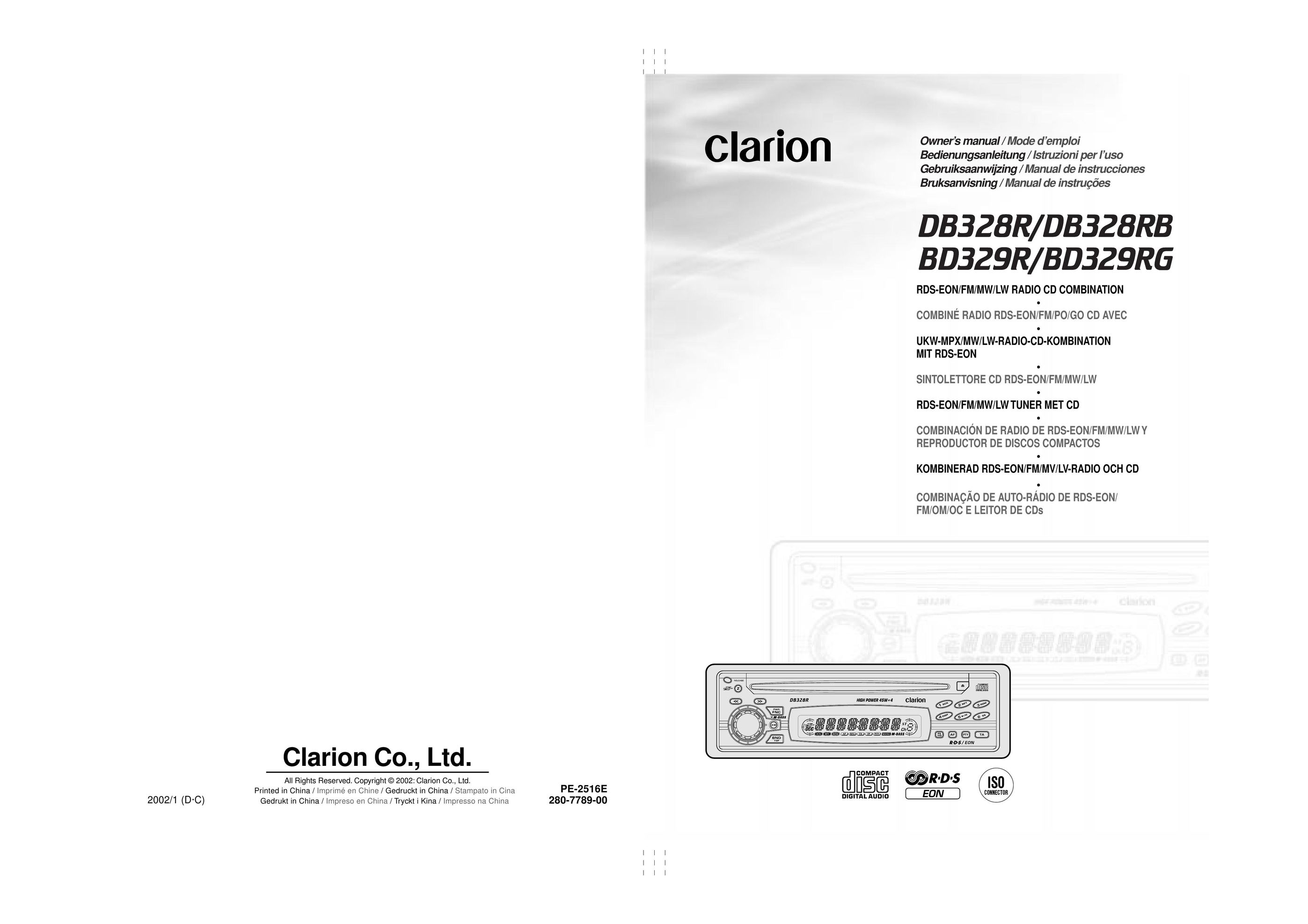 Clarion BD329RG CD Player User Manual