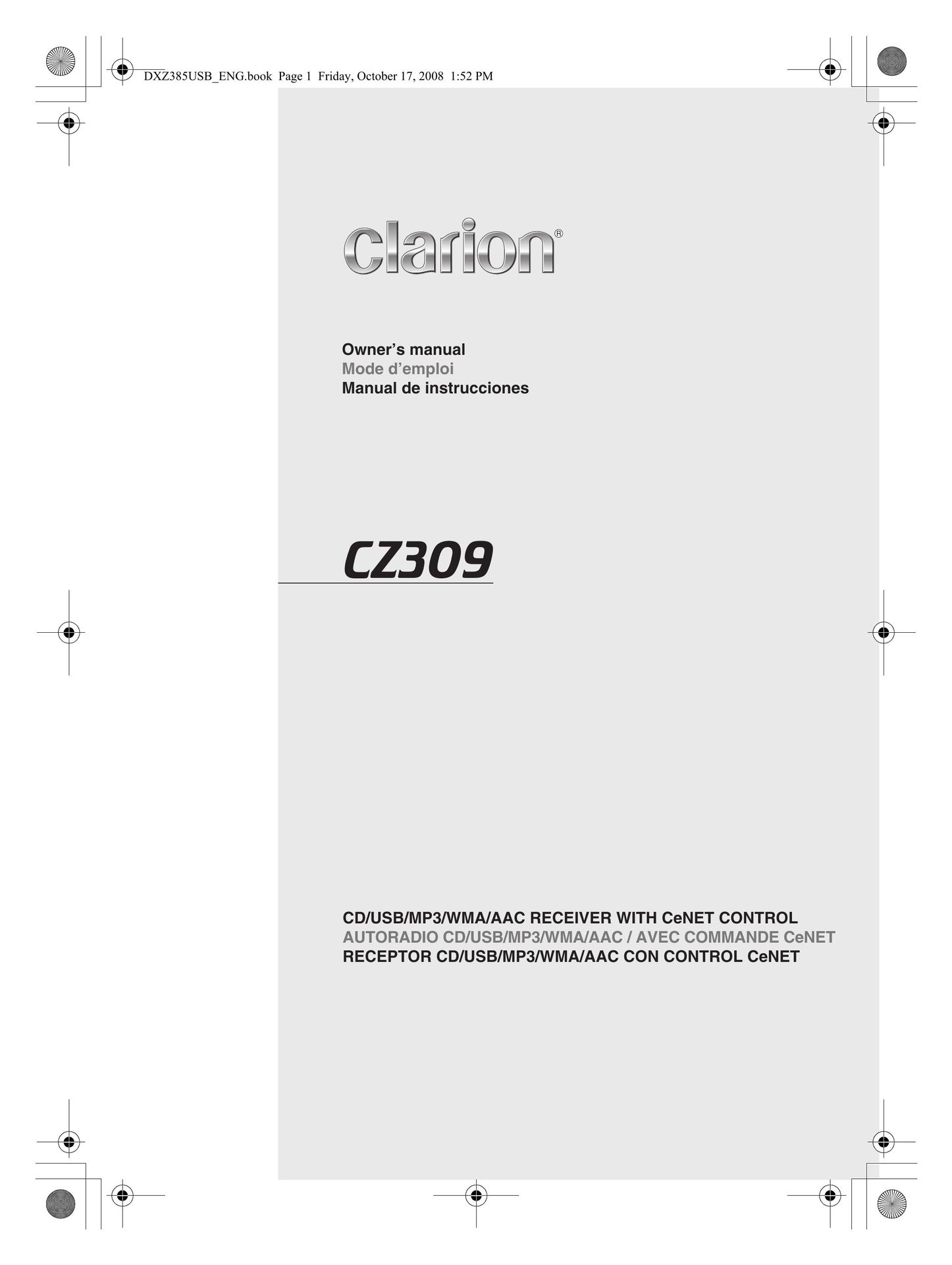 Clarion CZ309 CD Player User Manual