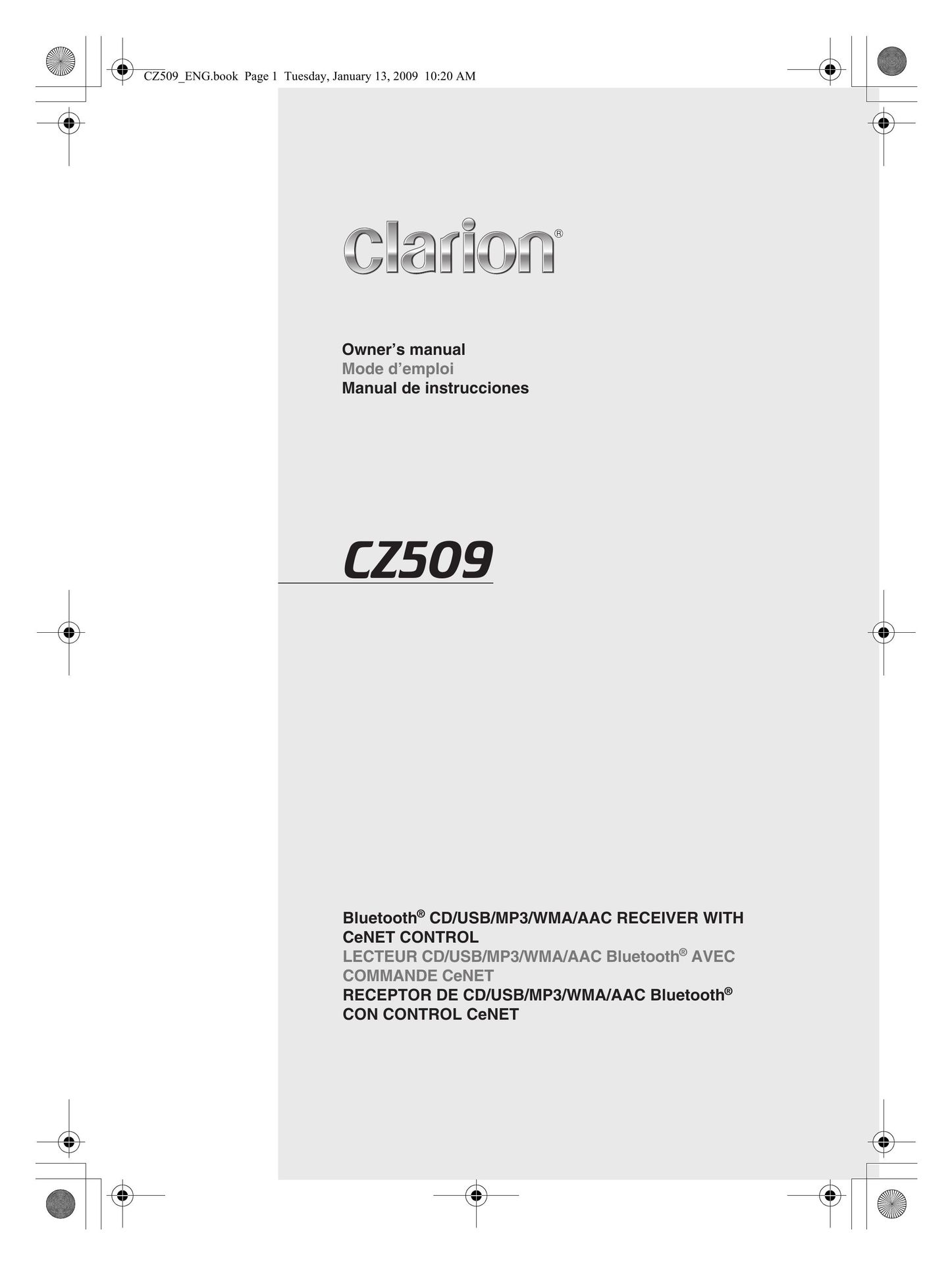 Clarion CZ509 CD Player User Manual