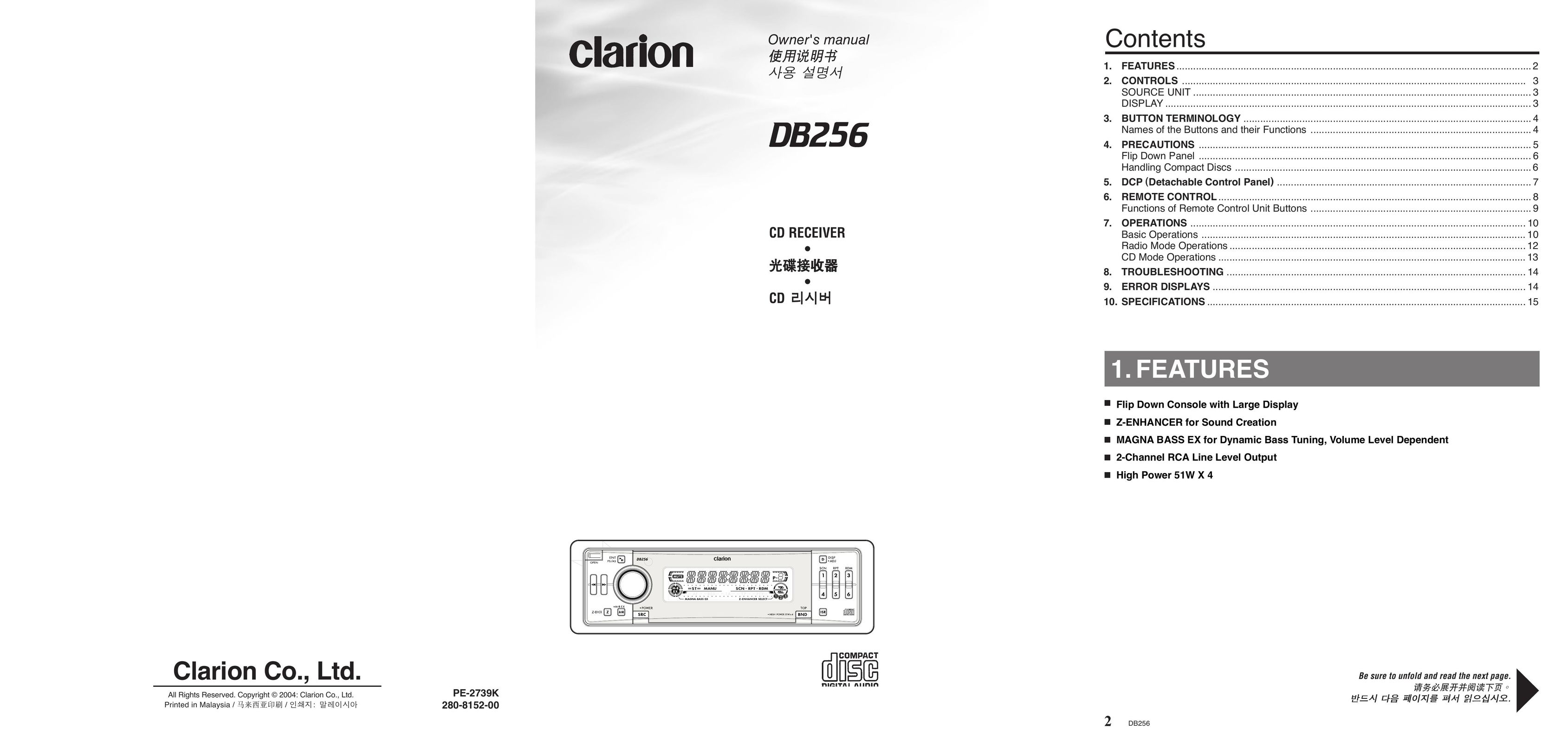 Clarion DB256 CD Player User Manual