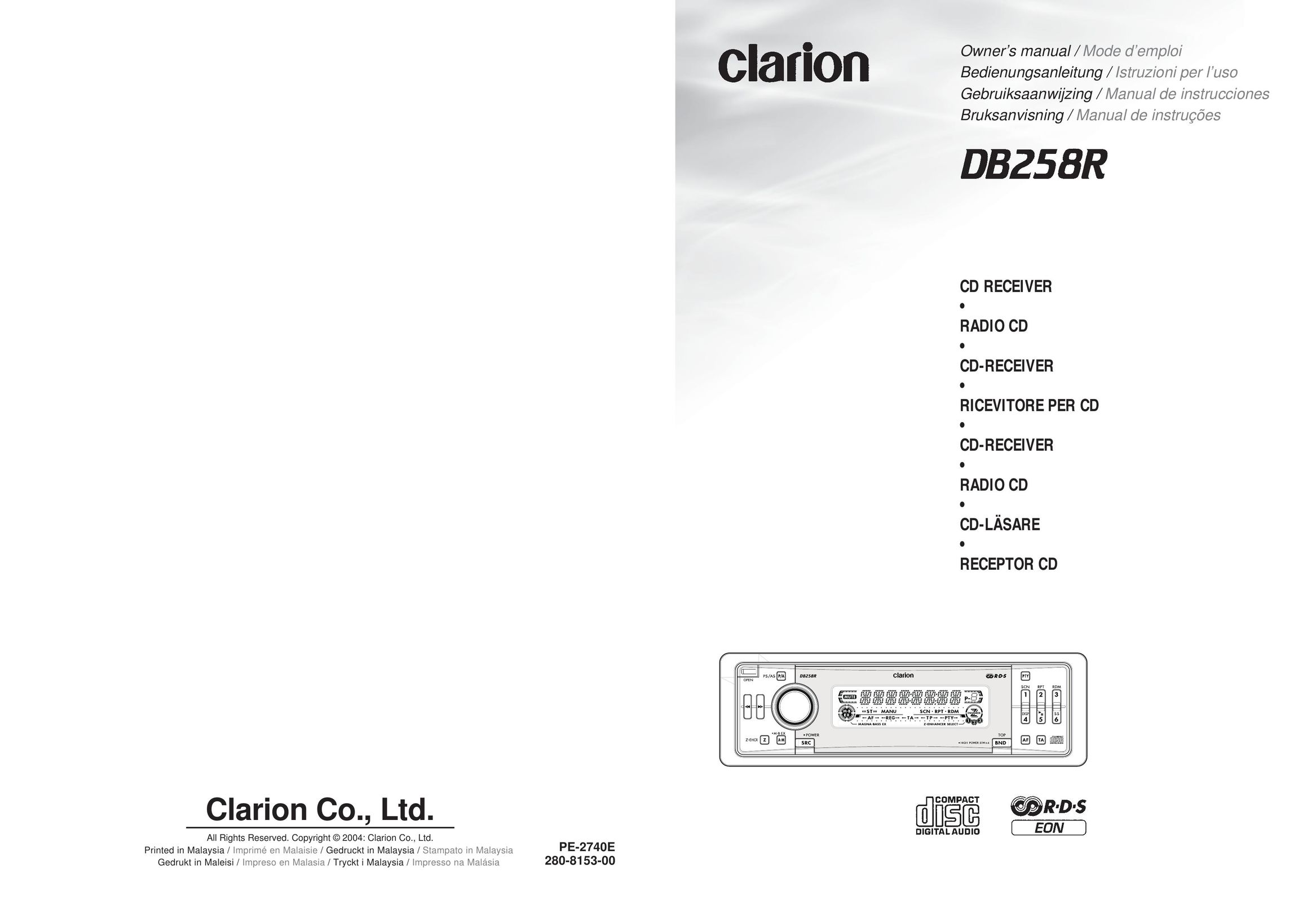 Clarion DB258R CD Player User Manual