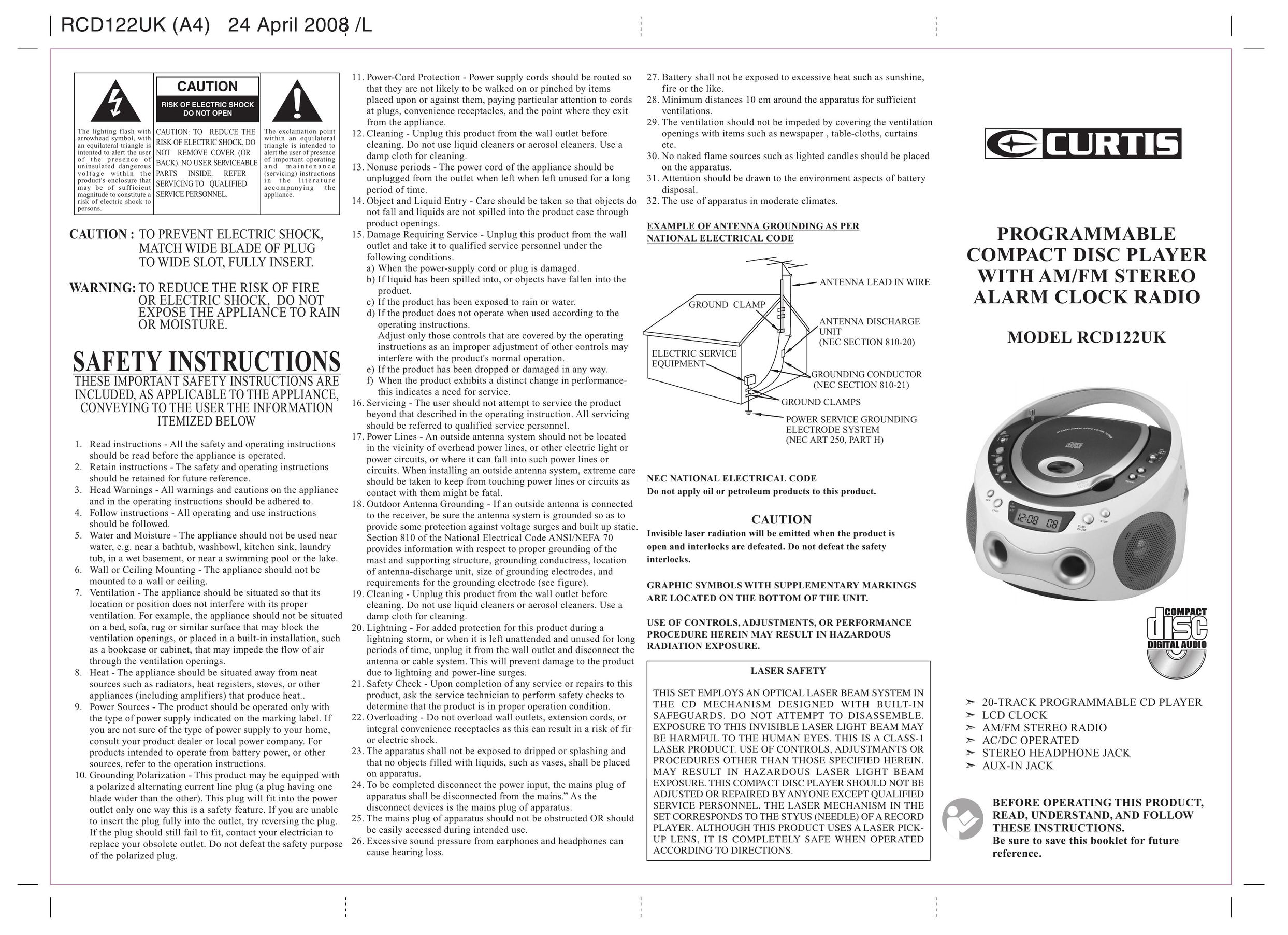 Curtis RCD122UK CD Player User Manual
