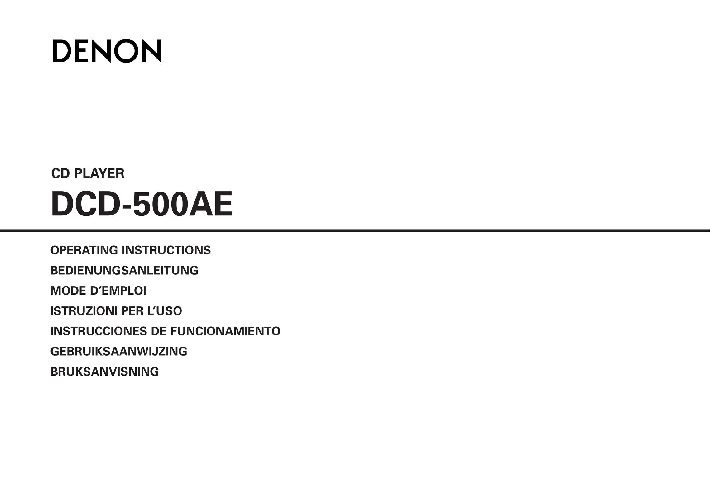 Denon DCD-500AE CD Player User Manual