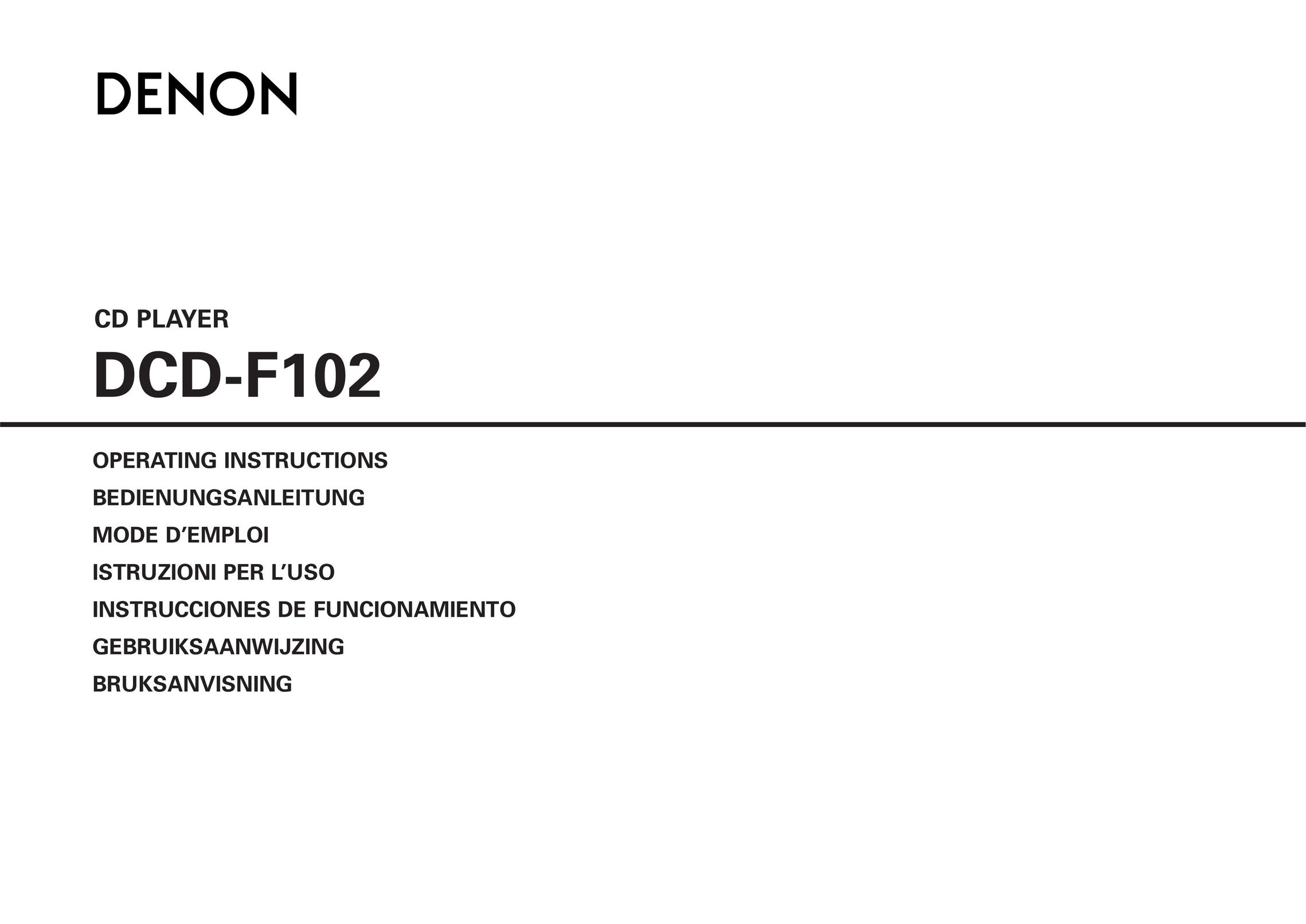 Denon DCD-F102 CD Player User Manual
