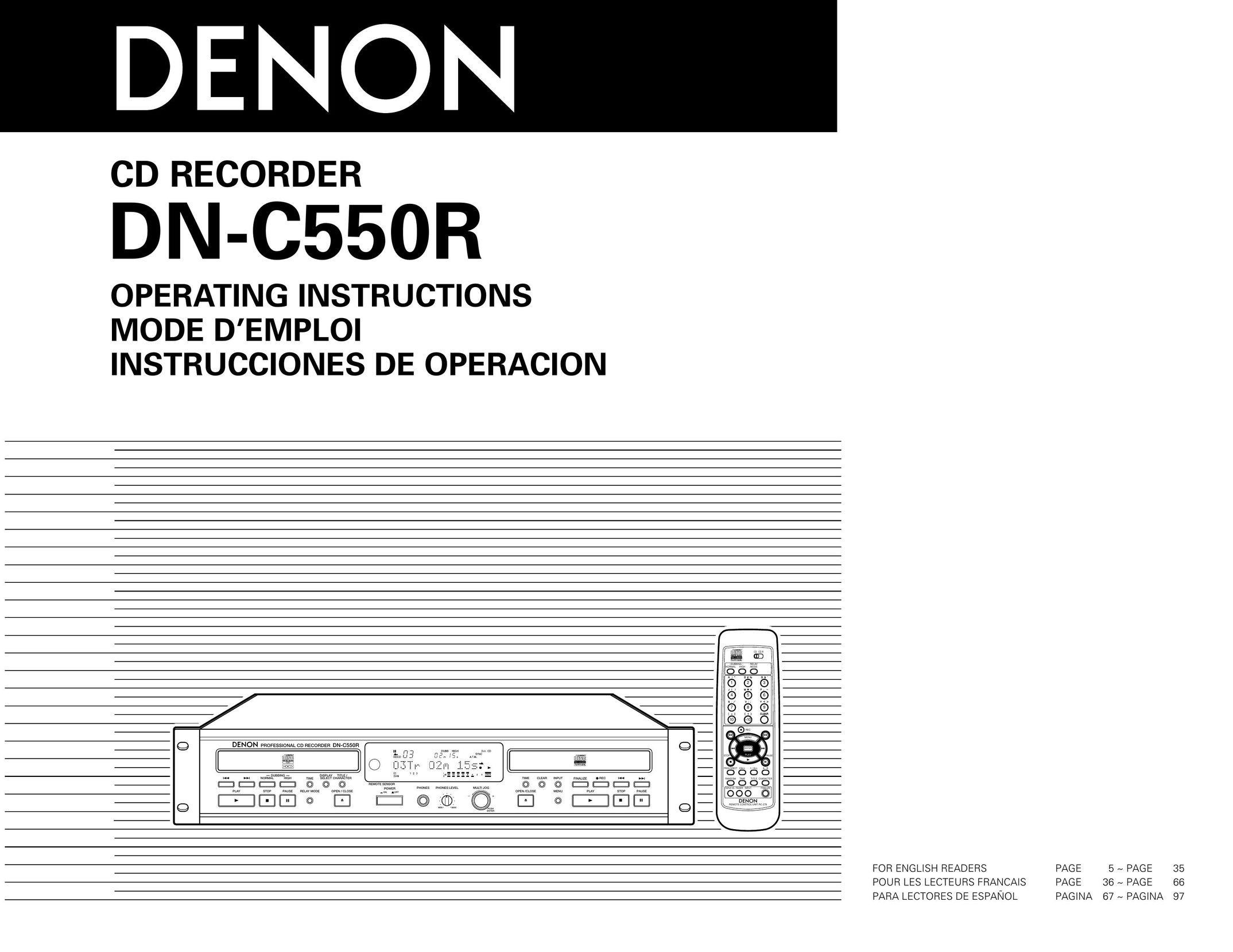 Denon DN-C550R CD Player User Manual