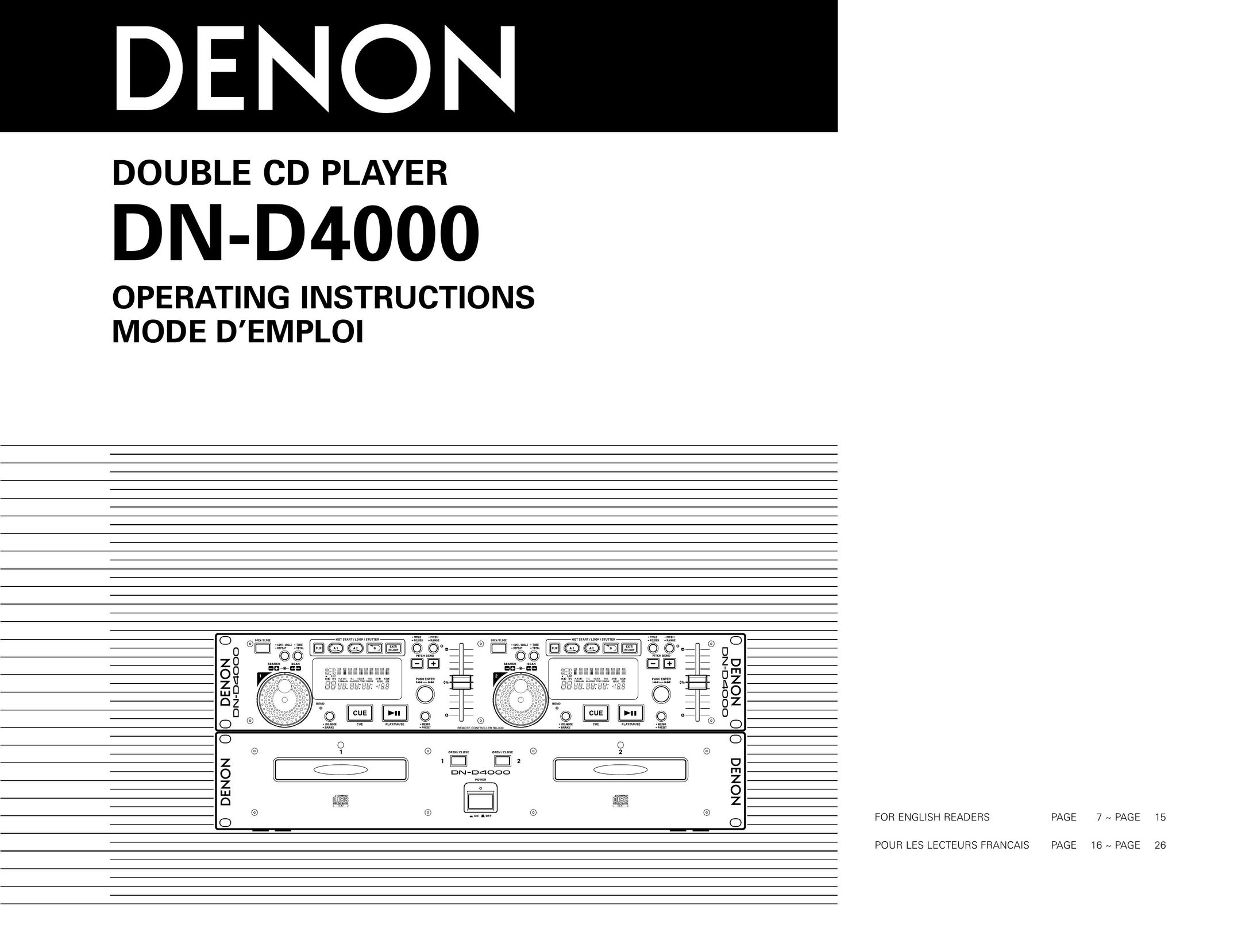 Denon DN-D4000 CD Player User Manual