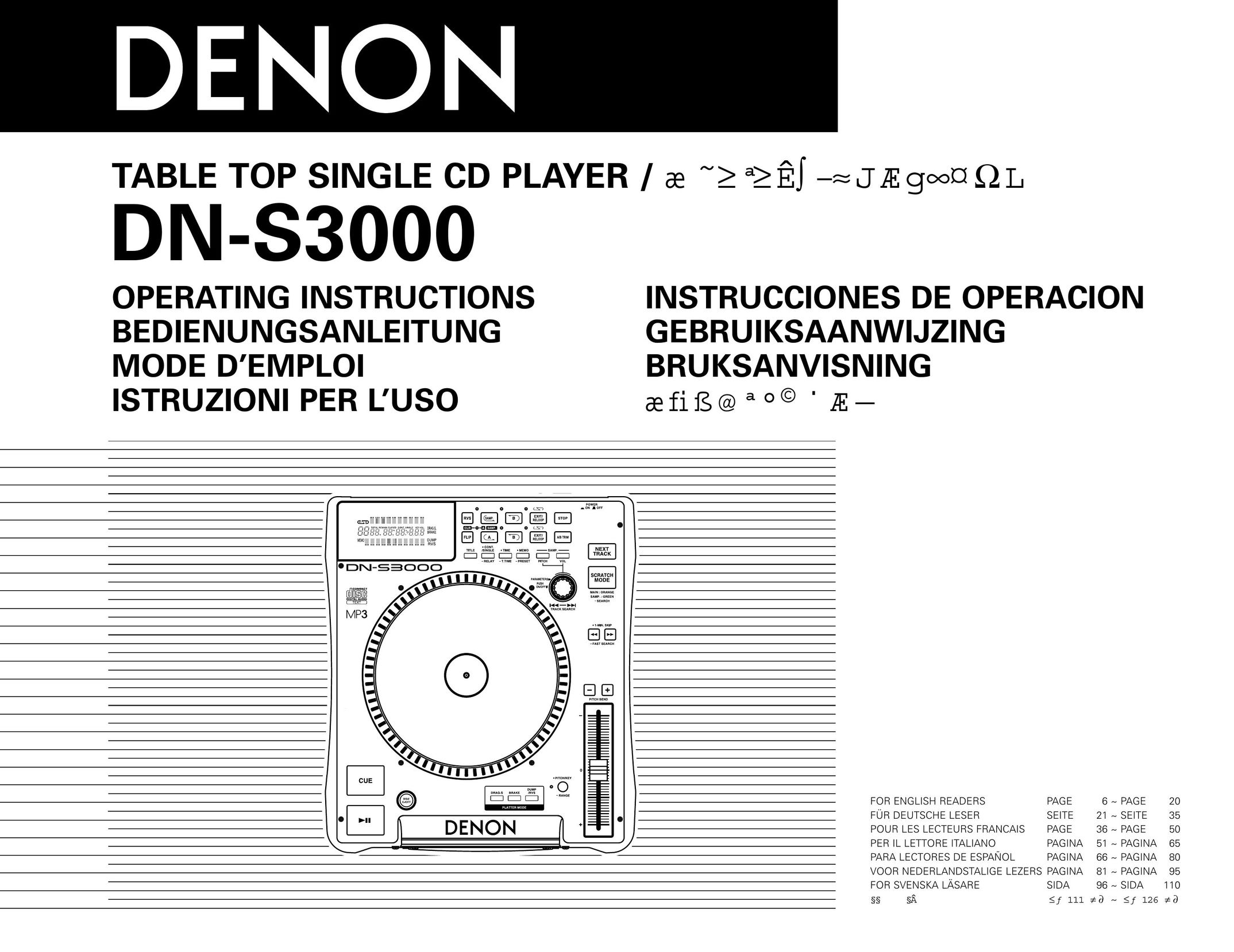 Denon DN-S3000 CD Player User Manual