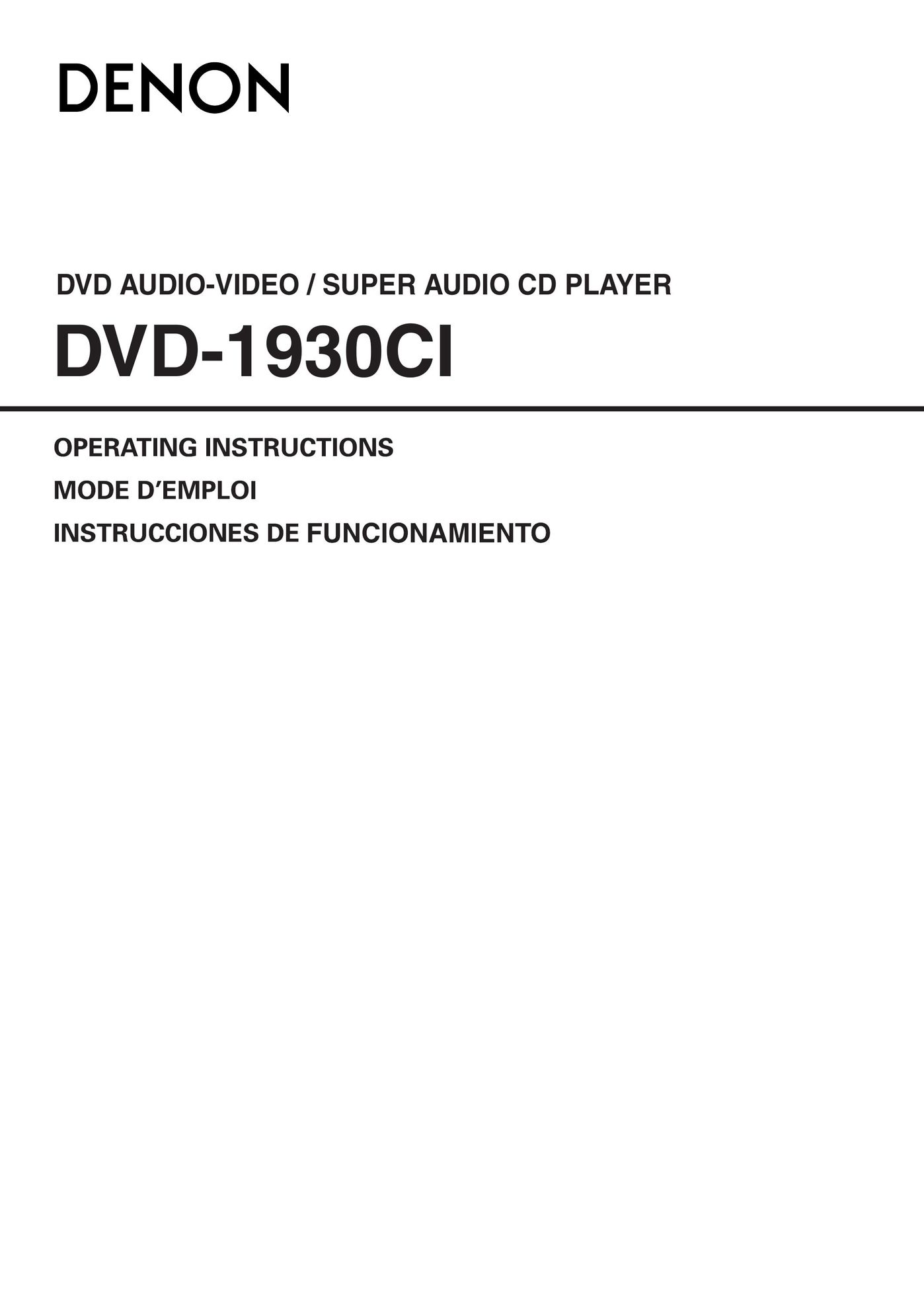 Denon DVD-1930CI CD Player User Manual