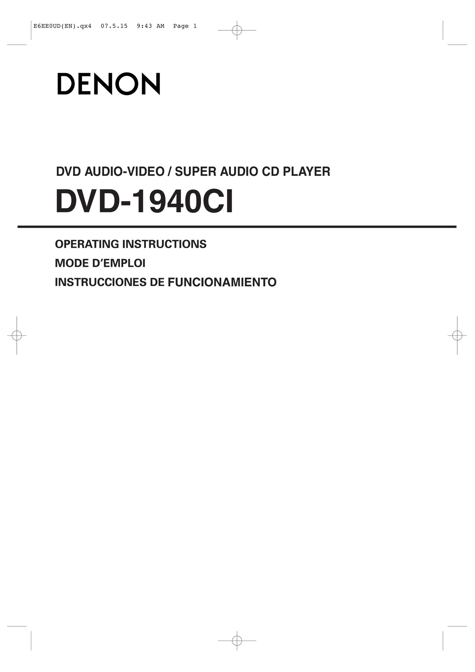 Denon DVD-1940CI CD Player User Manual