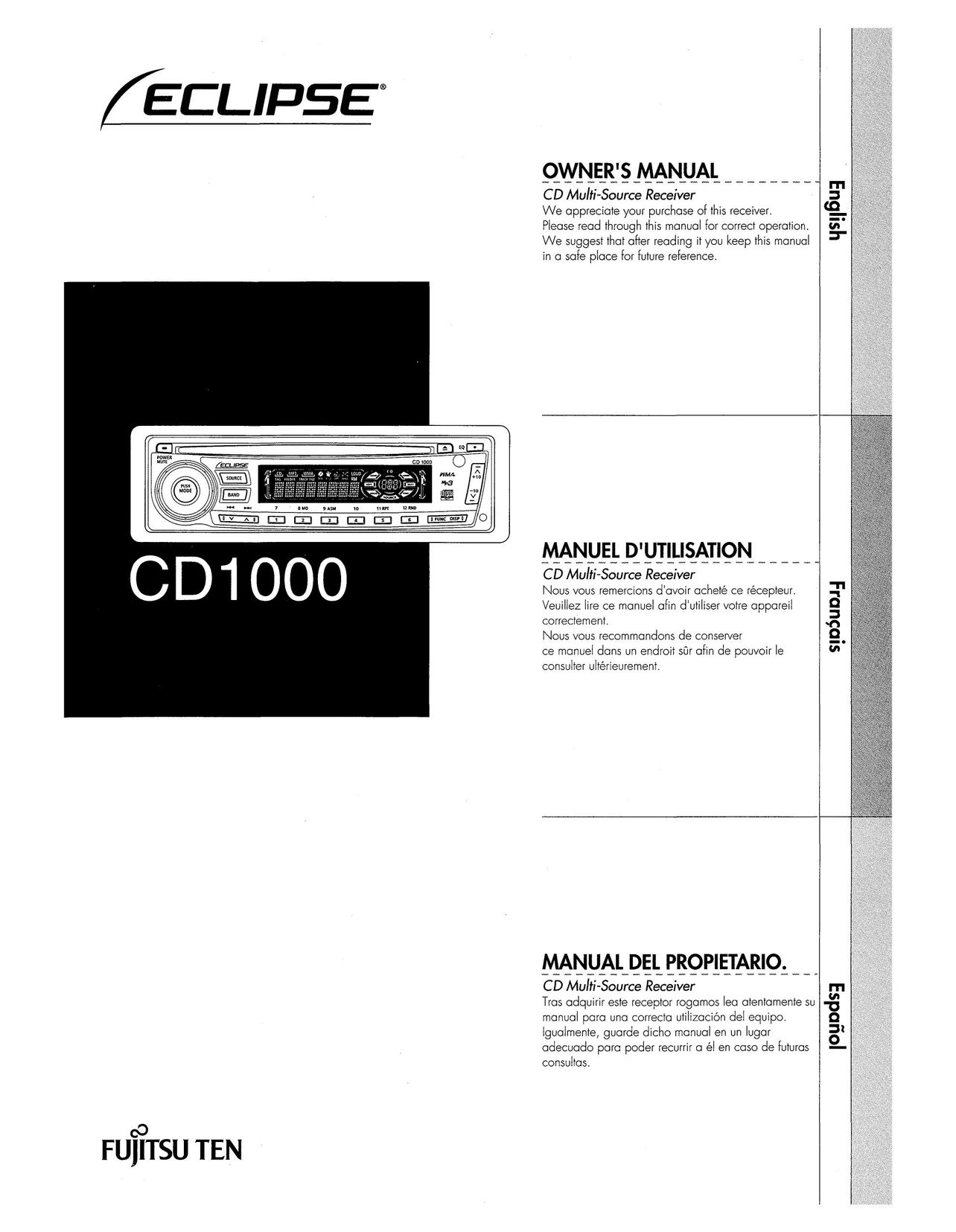 Eclipse - Fujitsu Ten CD1000 CD Player User Manual