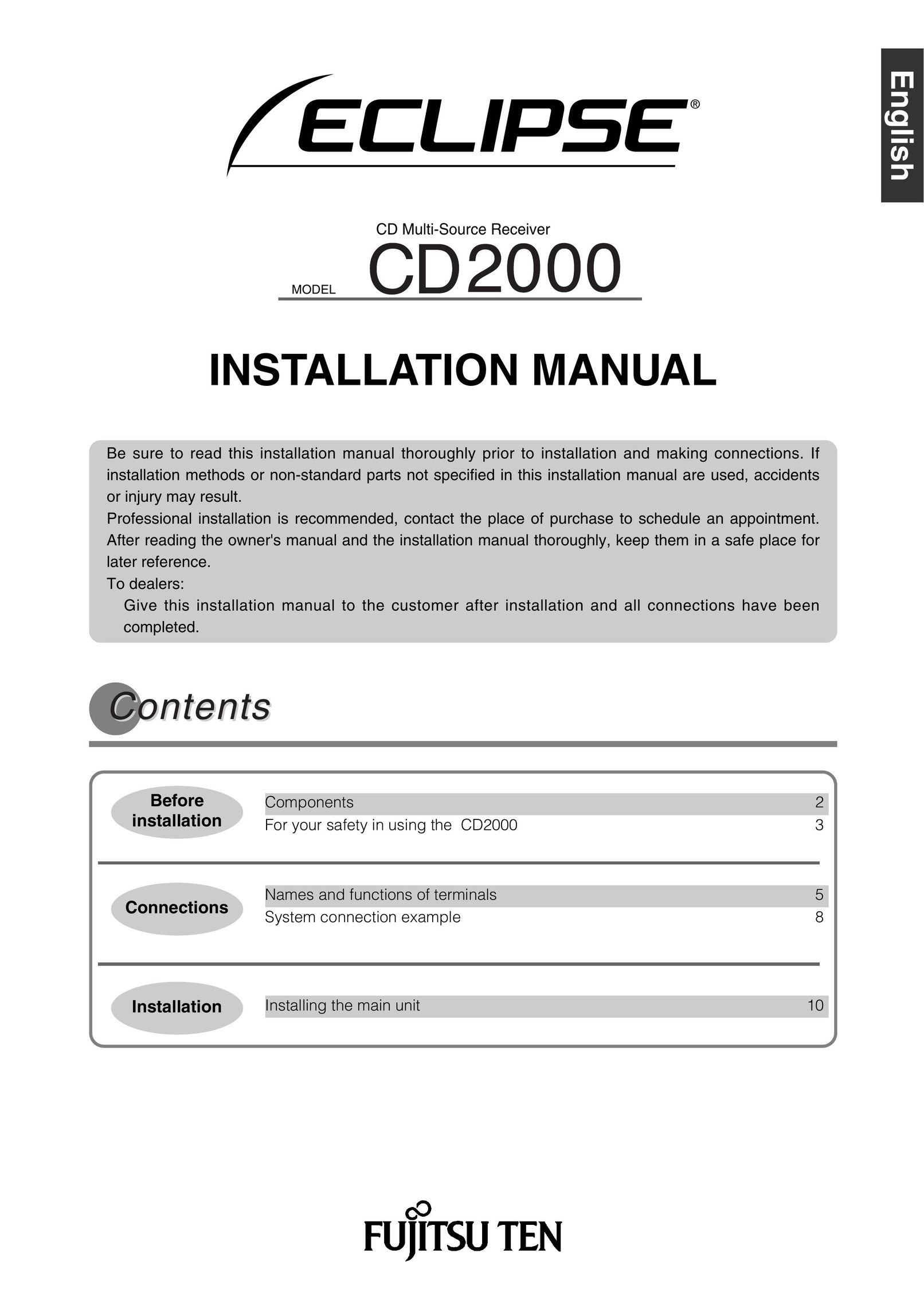 Eclipse - Fujitsu Ten CD2000 CD Player User Manual