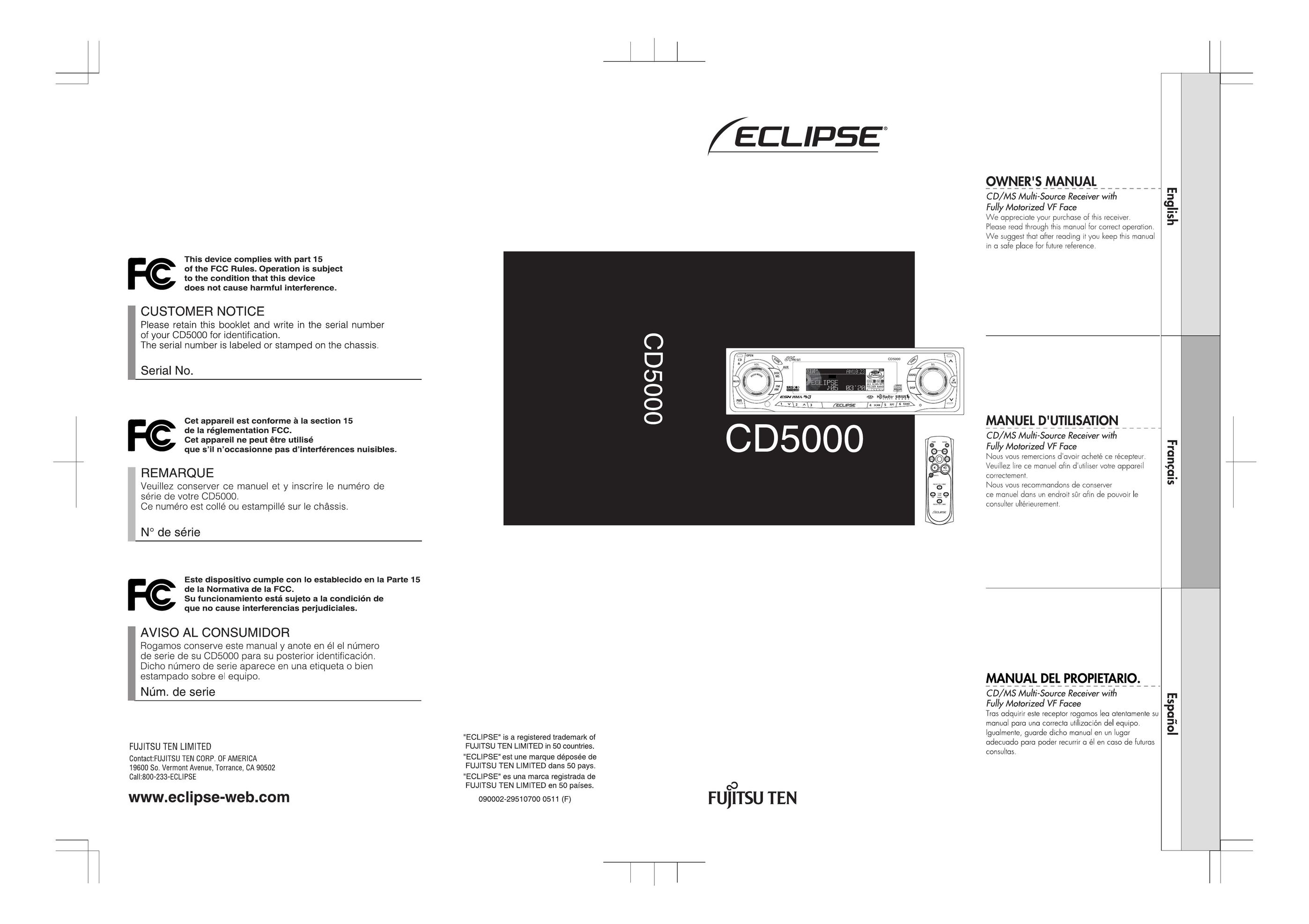 Eclipse - Fujitsu Ten CD5000 CD Player User Manual