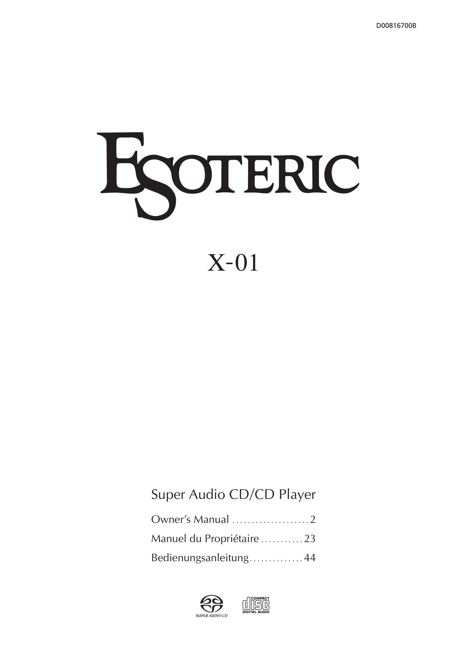 Esoteric D00816700B CD Player User Manual