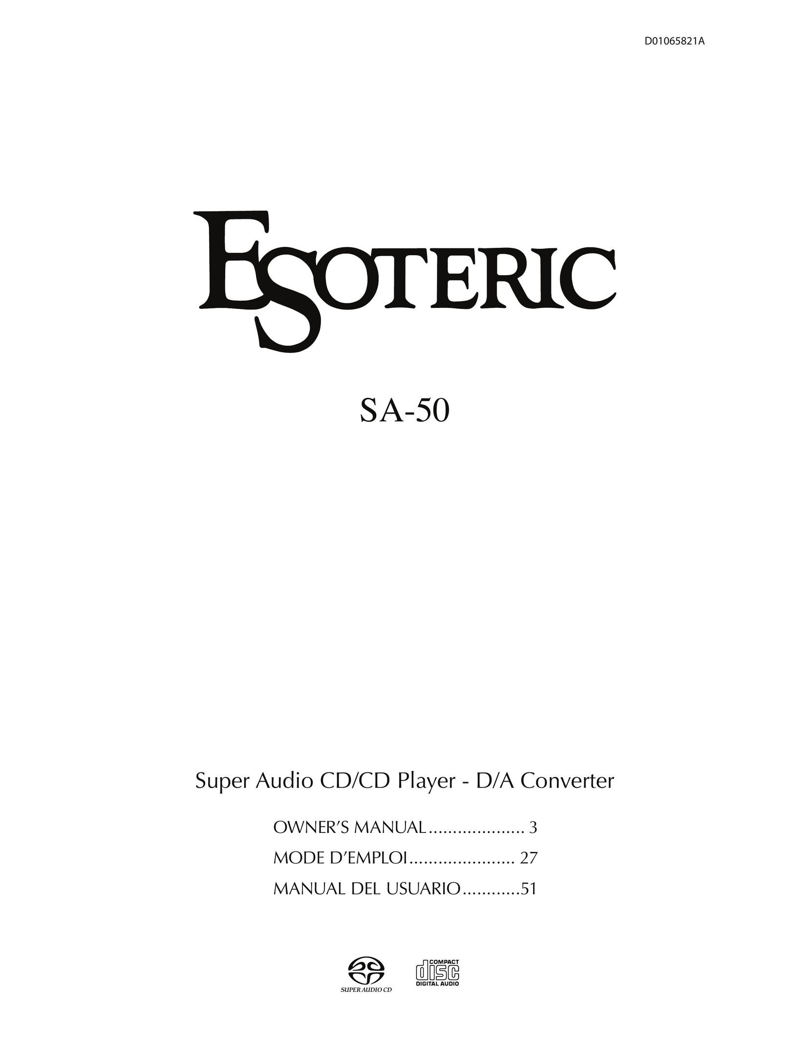 Esoteric SA-50 CD Player User Manual