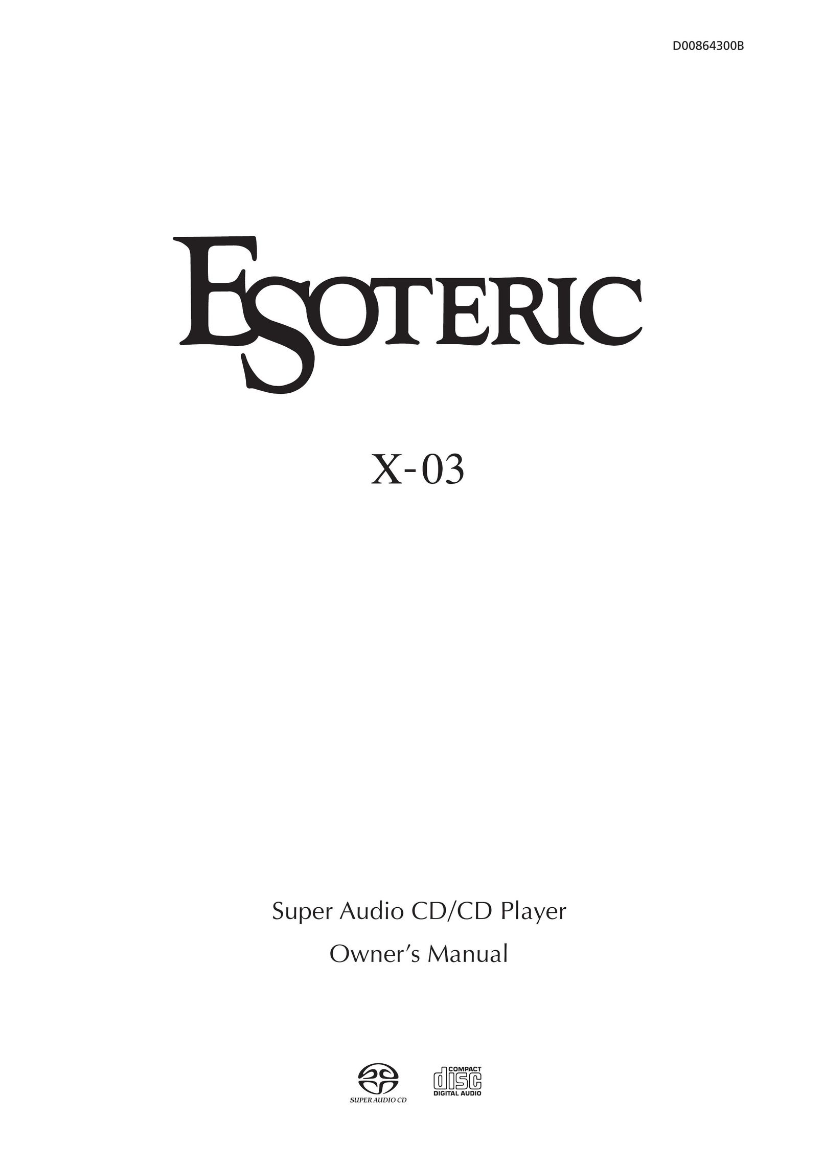 Esoteric X-03 CD Player User Manual