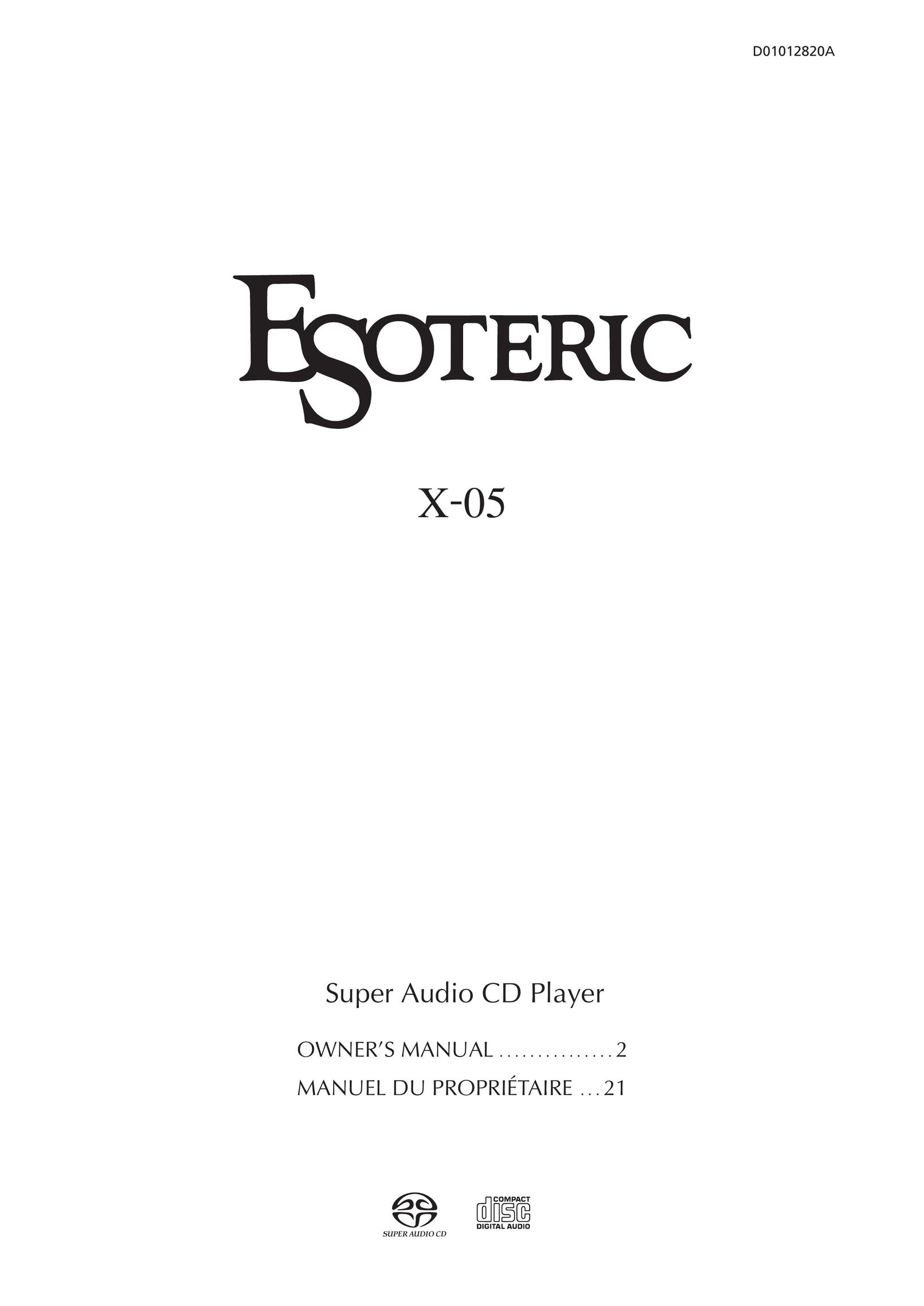 Esoteric X-05 CD Player User Manual