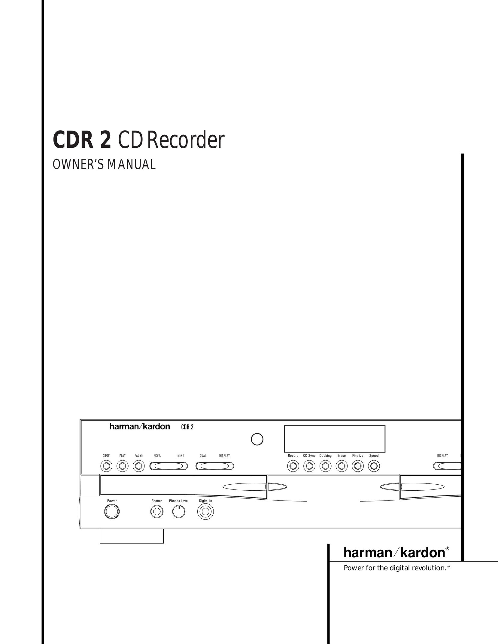 Harman-Kardon CDR 2 CD Player User Manual