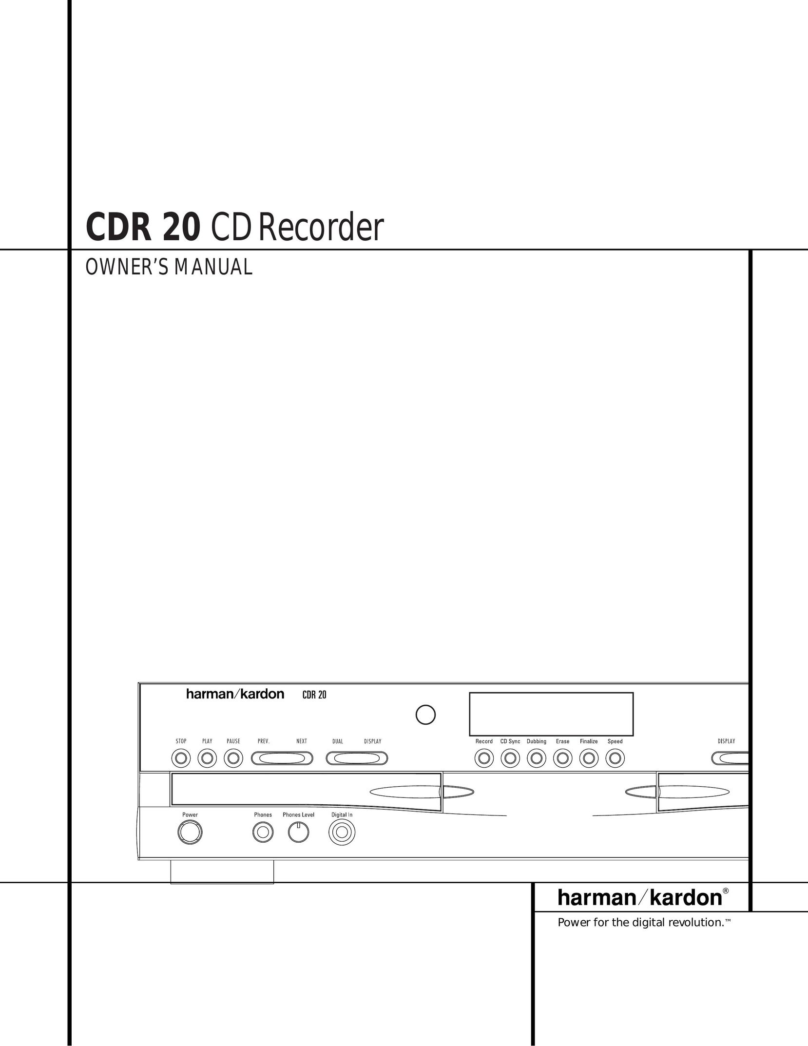 Harman-Kardon CDR 20 CD Player User Manual